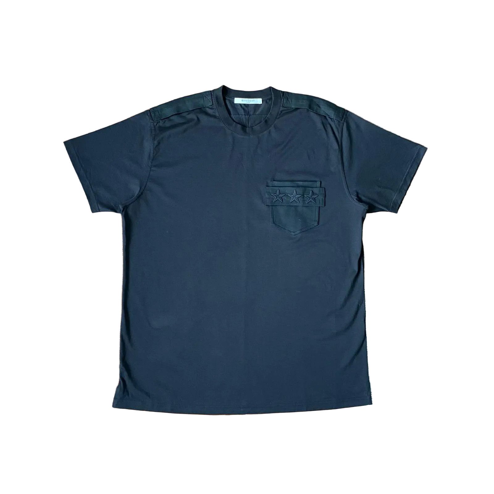Givenchy Black Embroidered Star Pocket Band T-Shirt Size US M / EU 48-50 / 2 - 1 Thumbnail