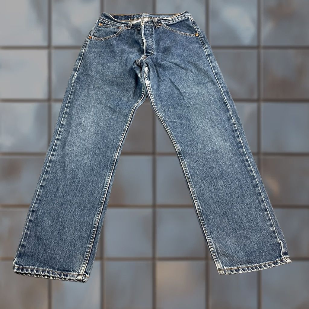 Vintage Levi's Jeans Mens 28 28 Regular Straight 522 Mid Wash Blue Cotton 90s, Men's