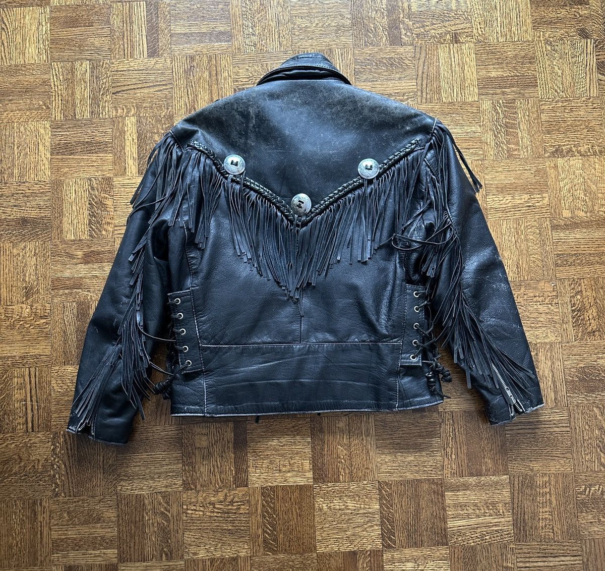 Route 66 Vintage 90s Tassel Fringe Leather Motorcycle Jacket Size US M / EU 48-50 / 2 - 2 Thumbnail
