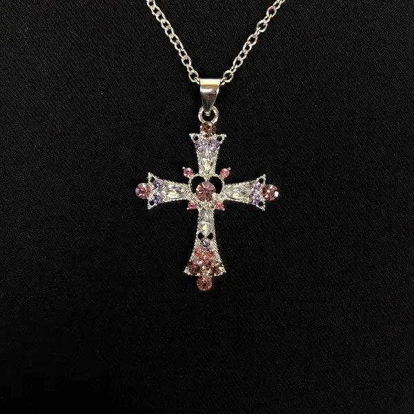 Jewelry Y2K Cross Necklace Punk Gothic Crystal Chain Size ONE SIZE - 2 Thumbnail