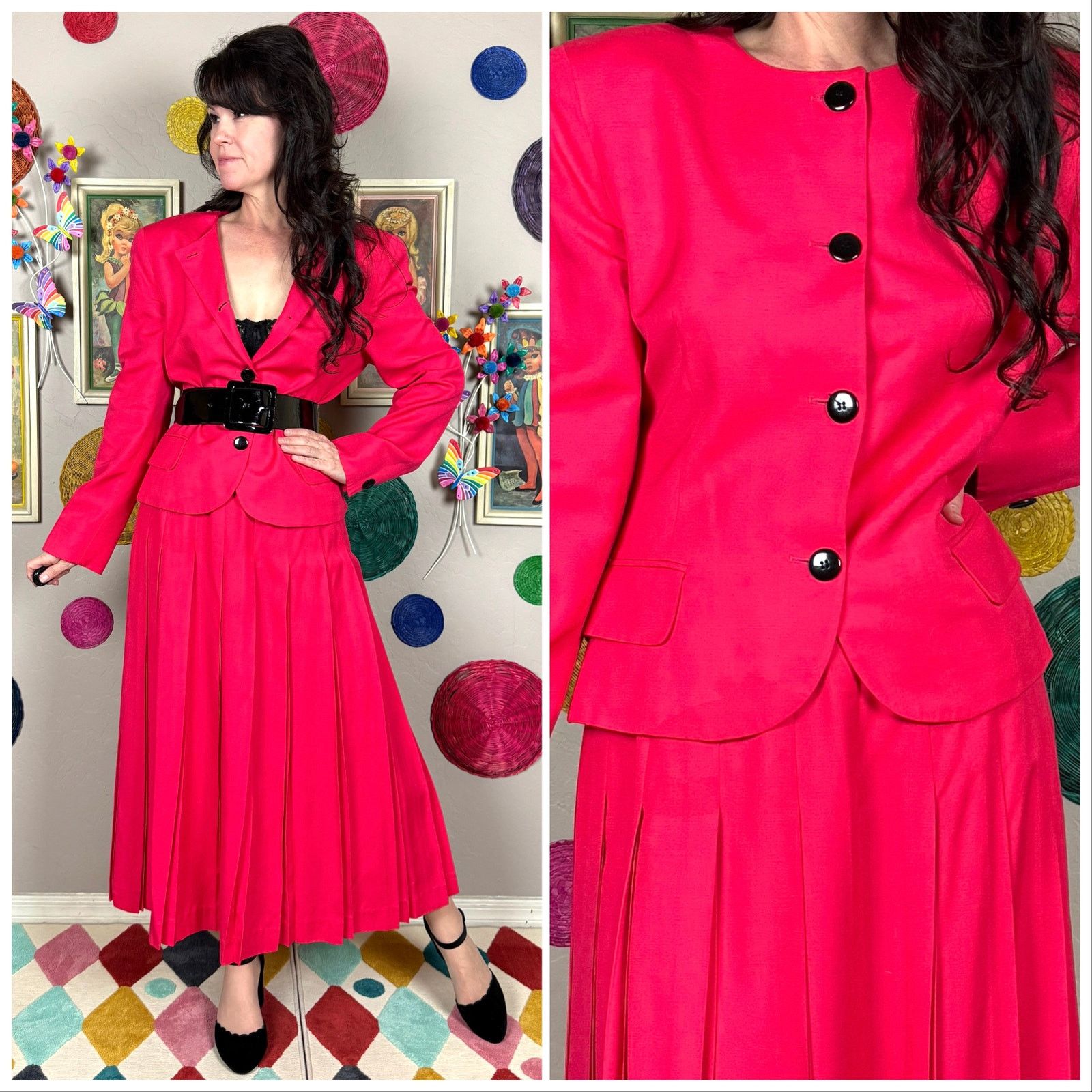 Christian Dior Monsieur × Dior × Vintage Vintage 1980s Hot Pink 2-Piece Jacket and Skirt Set Size 27" / US 4 / IT 40 - 1 Thumbnail