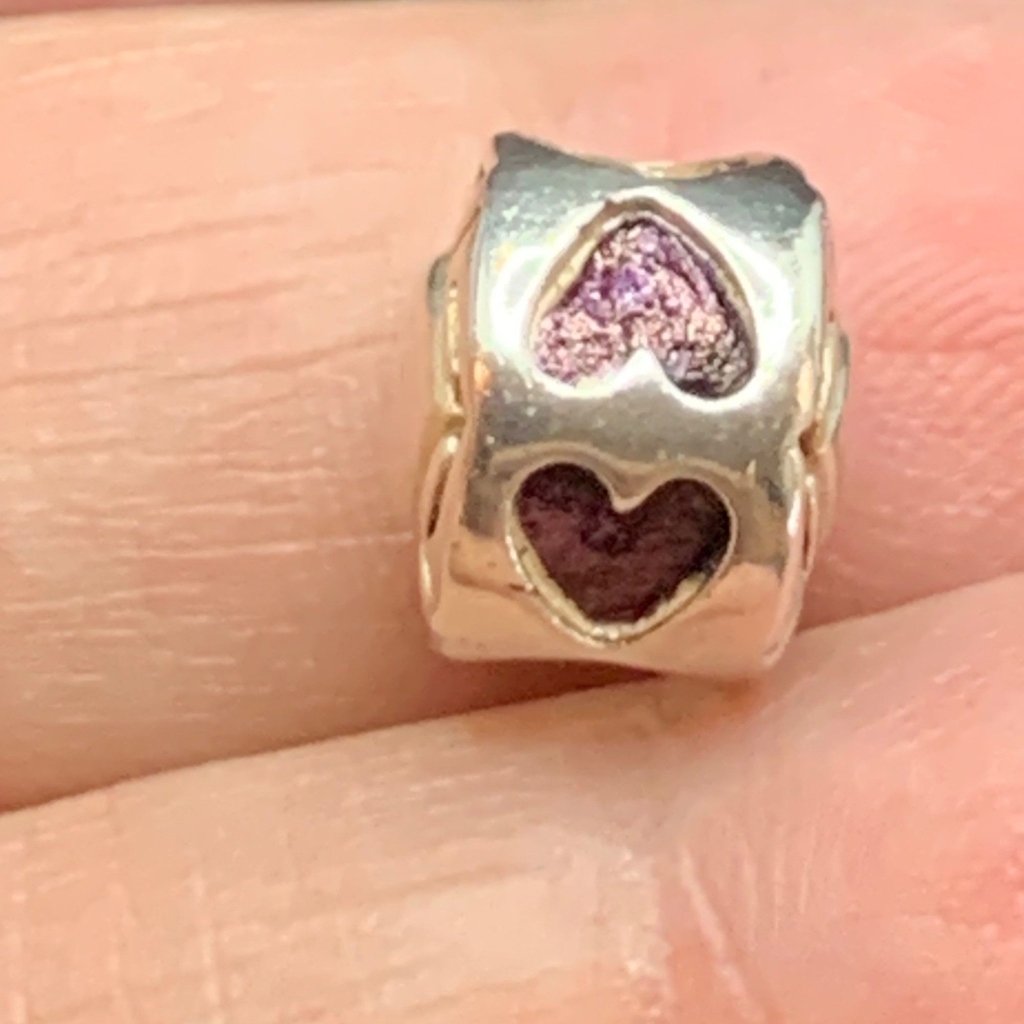 Other Silver Tone Round Claddagh Heart Slide Charm w/ Darkened Hea Size ONE SIZE - 4 Thumbnail