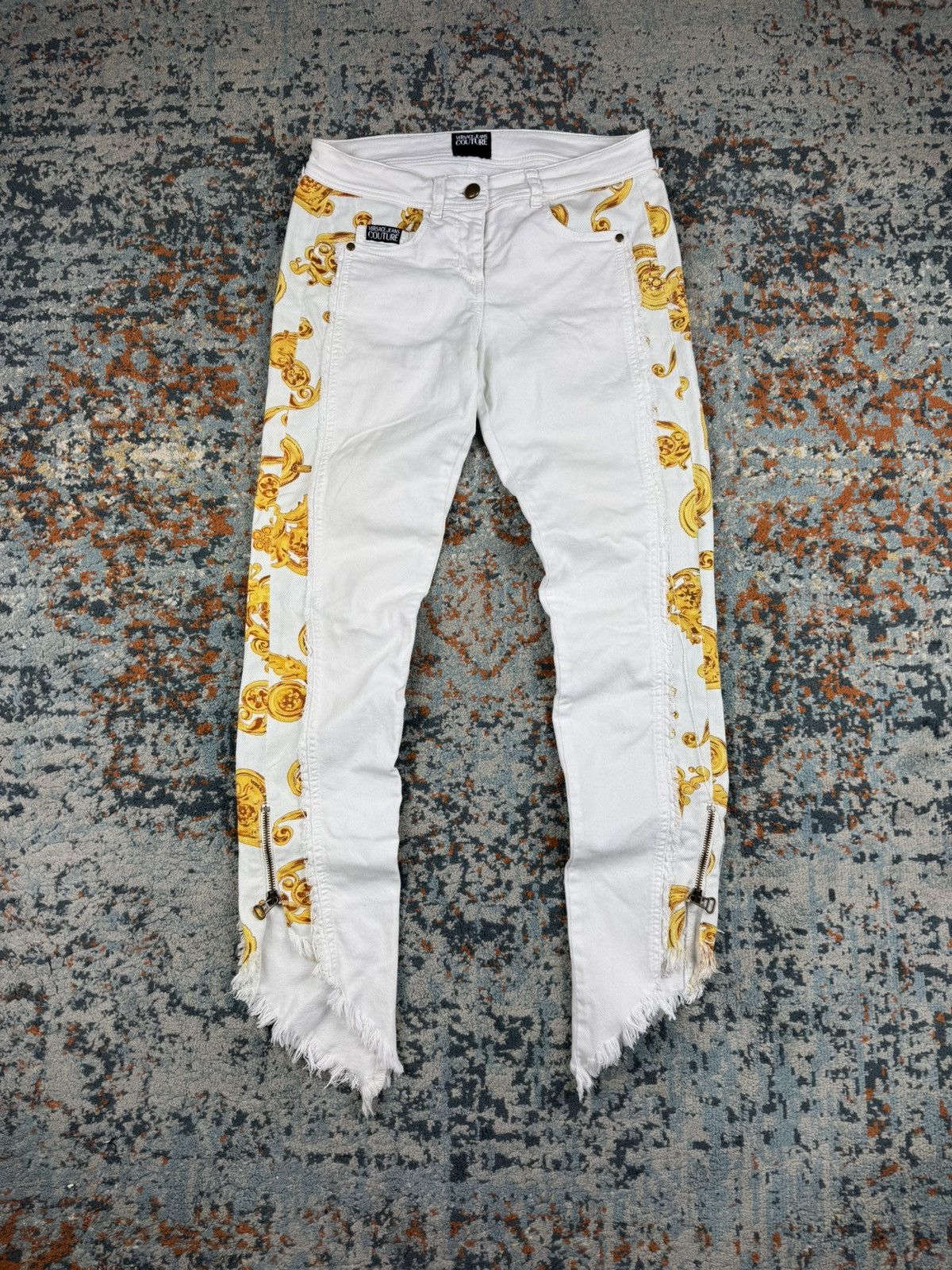 Vintage Y2K Versace Jeans Couture floral print ripped jeans