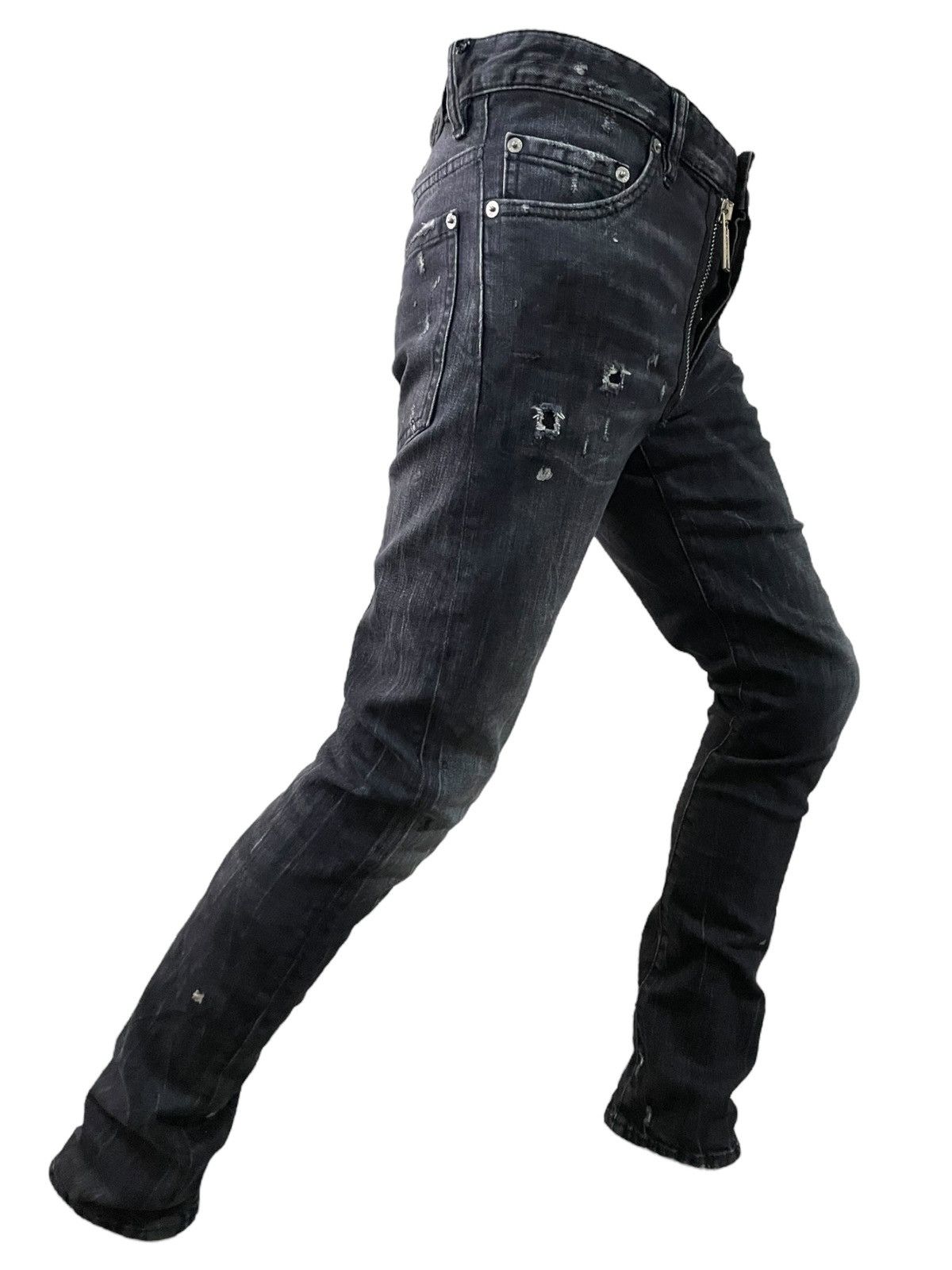 Dsquared2 Dsquared2 Grey Wash Scratch Avant Garde Style Ripped Jeans Size US 31 - 3 Thumbnail