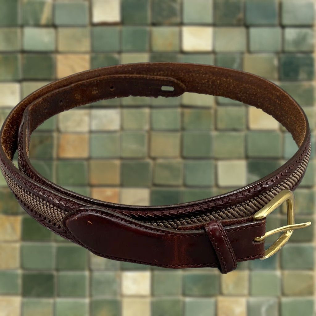 Brighton Brighton Leather Camden Canvas Belt Men Brown Size 42 Knit Brass Buckle Corpcore Belt Size ONE SIZE - 1 Thumbnail
