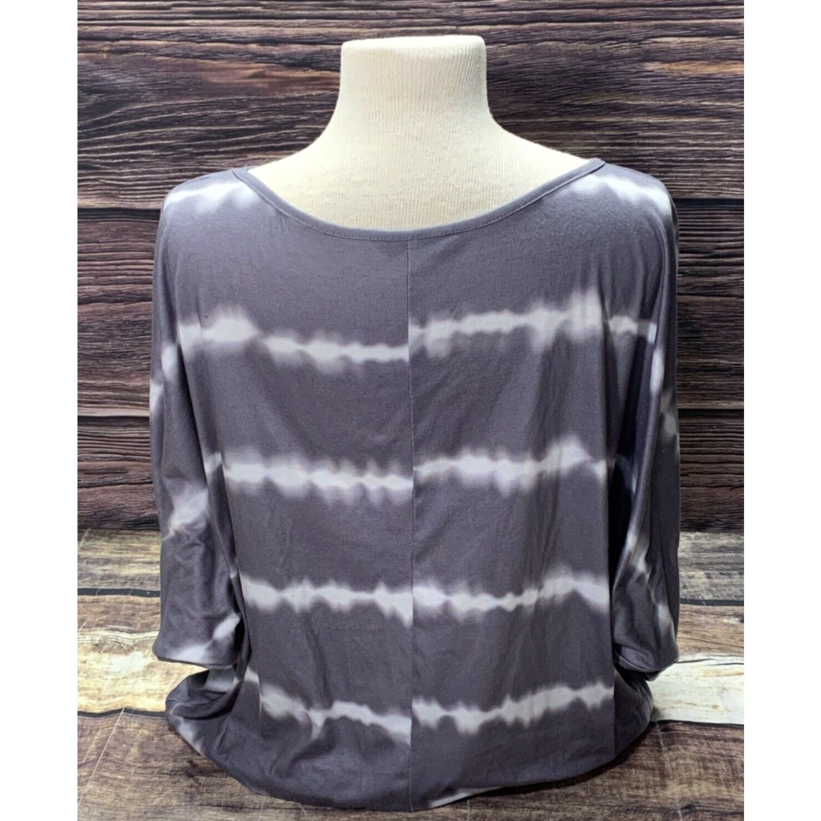 Shein Shein Pullover Shirt Women XL Gray Dolman Sleeve Striped Long Sleeve Crew Neck Casual Basic Soft Size XL / US 12-14 / IT 48-50 - 3 Thumbnail
