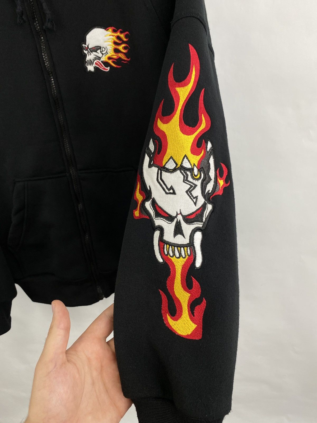 55DSL 💀🇺🇸 Vintage 90s 55 DSL Skull Fires Zip Hoodie Y2K Rare Retro Size US M / EU 48-50 / 2 - 6 Thumbnail