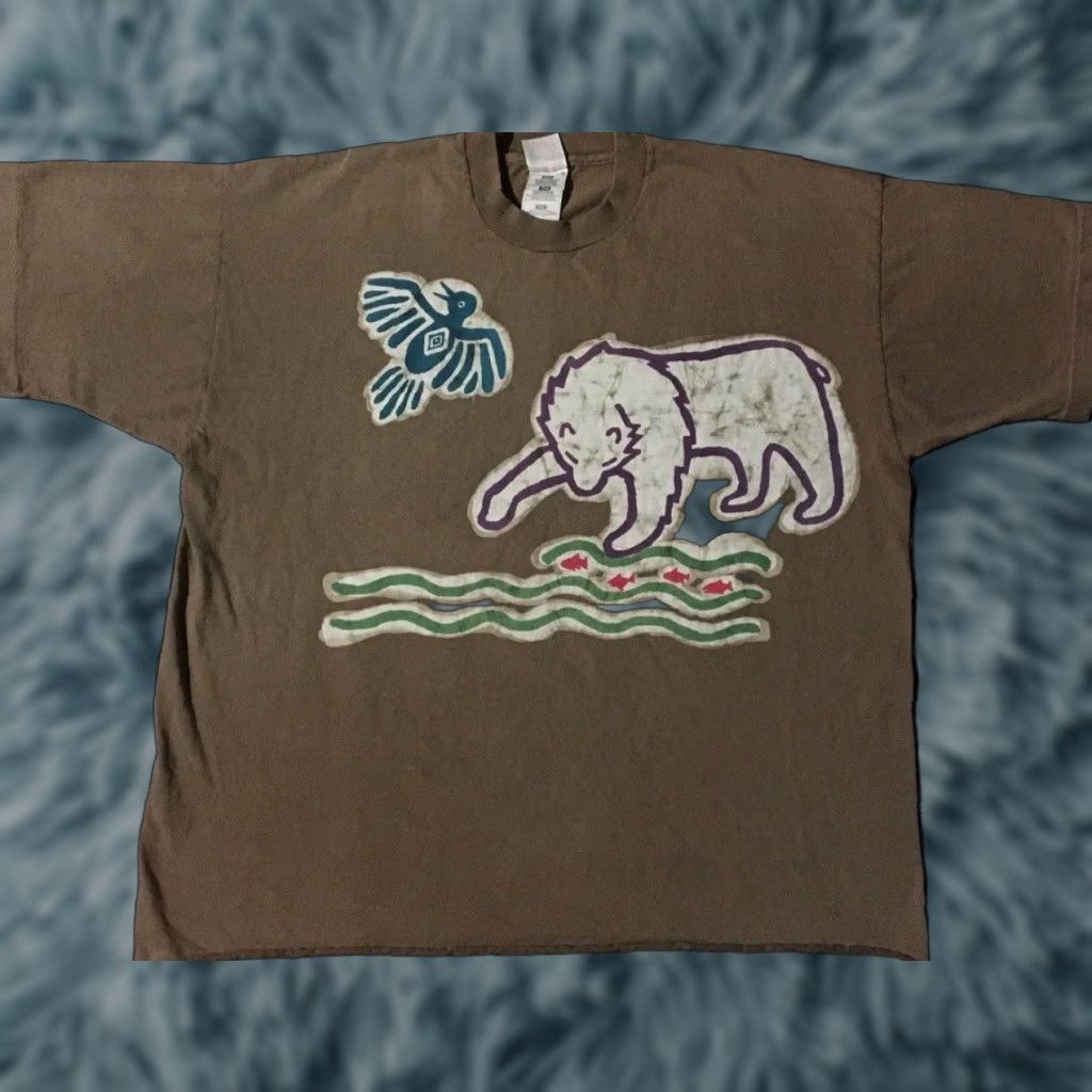 VINTAGE 90s Abstract Animal Art Faded Distress Shirt M L Boxy Nature Punk Grunge 80s Shirt Mens Brown