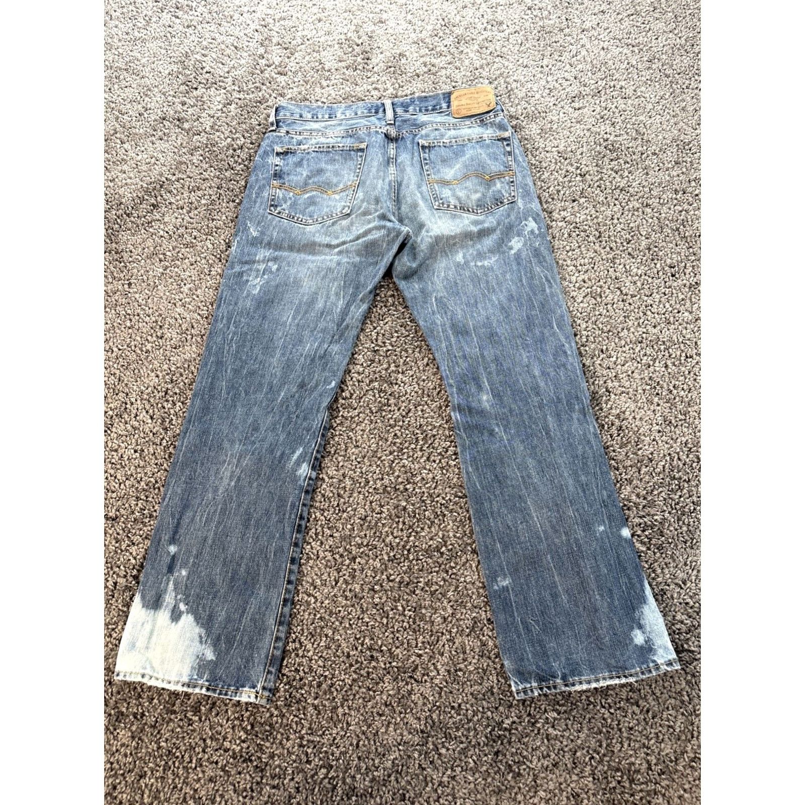 American Eagle Outfitters Vintage American Eagle Jeans Mens 32x30 Jeans Distressed 90s Grunge Hip Hop Baggy Straight Denim Blue MTM Wear Size US 32 / EU 48 - 7 Thumbnail