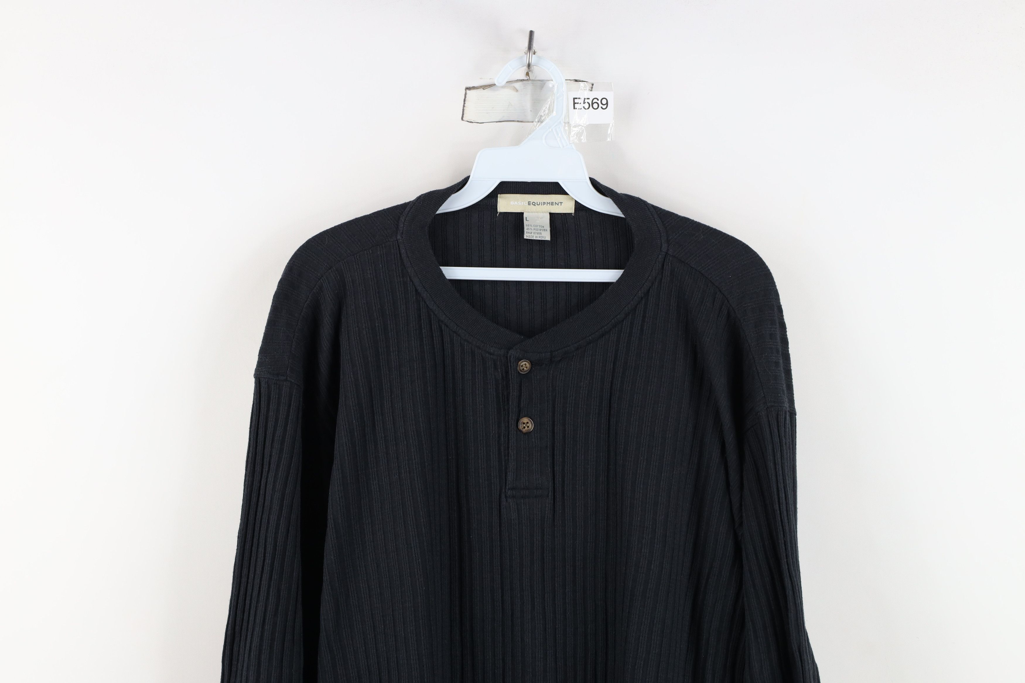 Vintage Vintage 90s Streetwear Ribbed Long Sleeve Henley T-Shirt Size US L / EU 52-54 / 3 - 2 Thumbnail