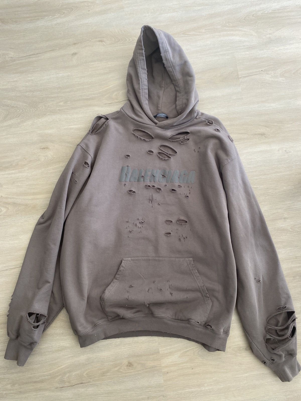Balenciaga Caps Destroyed Oversized Hoodie | Grailed