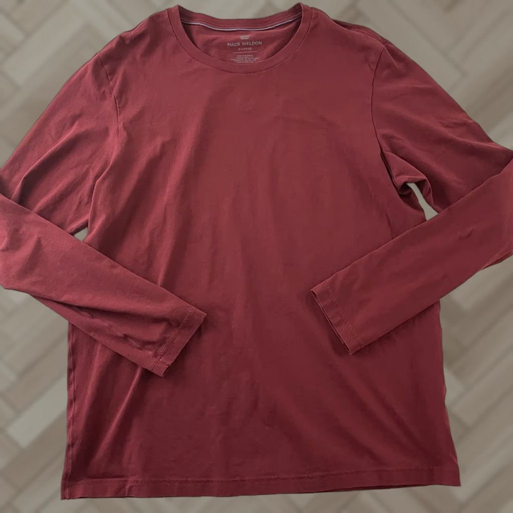 Vintage Mack Weldon Long Sleeve T Shirt Men's XL Solid Maroon Size US XL / EU 56 / 4 - 1 Thumbnail