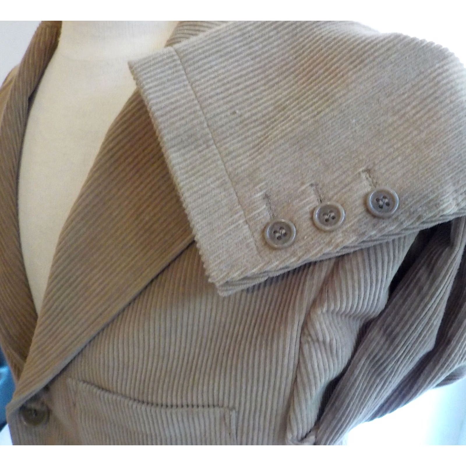 Faconnable FACONNABLE Blazer Medium Wale Corduroy 3 Button Tan Sz M Mens Corduroy Blazer 100% Cotton Size 40R - 3 Thumbnail
