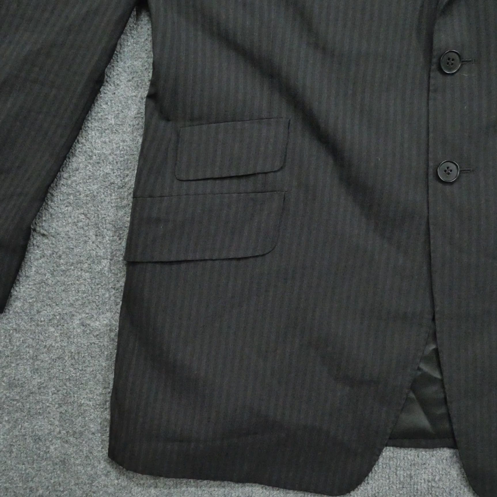 Paul Smith VINTAGE Paul Smith Blazer Mens 46 Black Wool Striped Jacket Overcoat Classic 6/10 Italian Size 46R - 2 Thumbnail