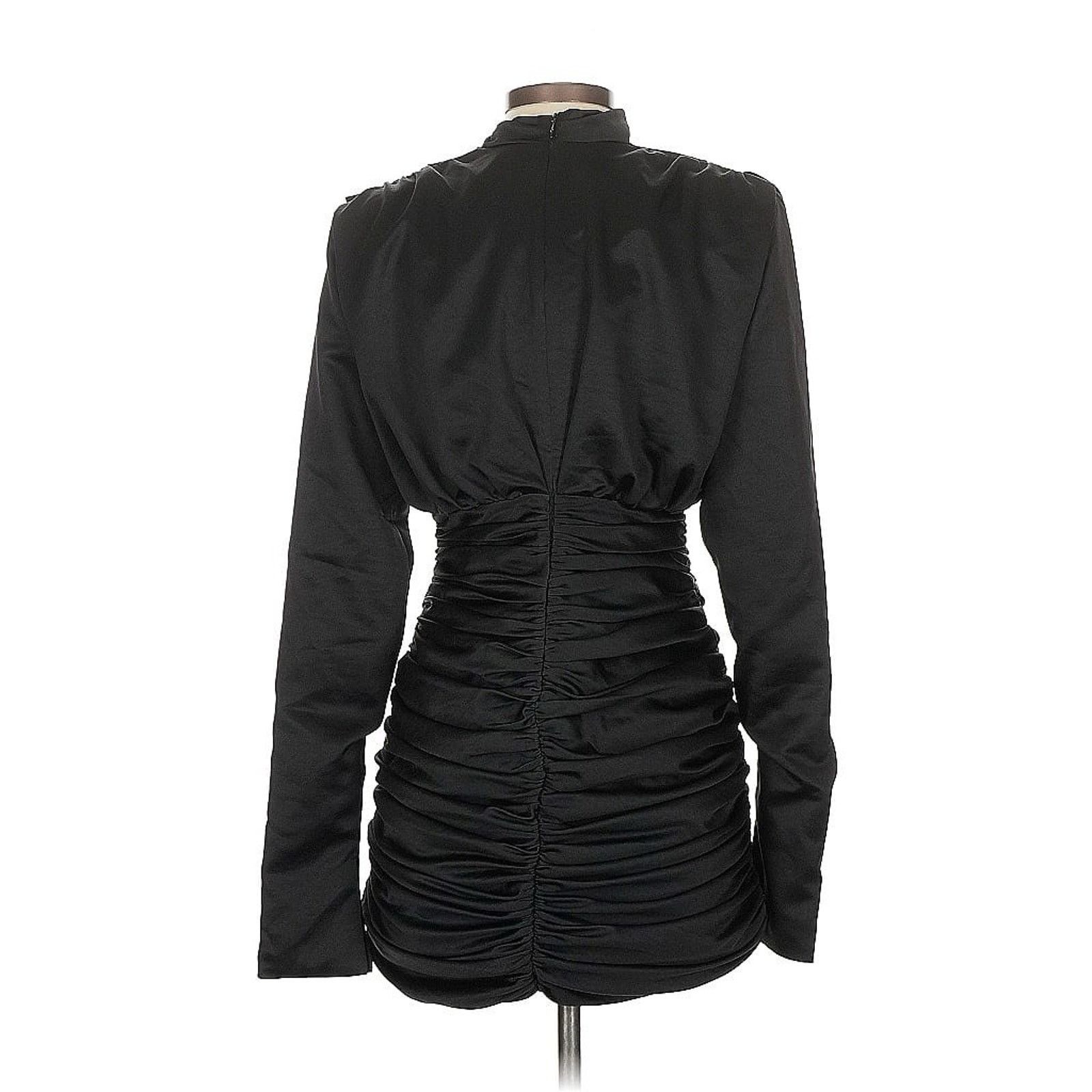 House of CB Giorgiana Pleated Draped Long Sleeve Dress S