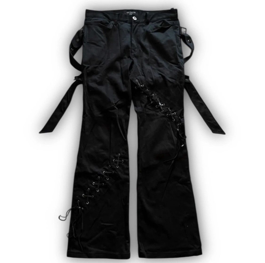 Japanese Brand Black peace now scar laced bondage pants | Grailed