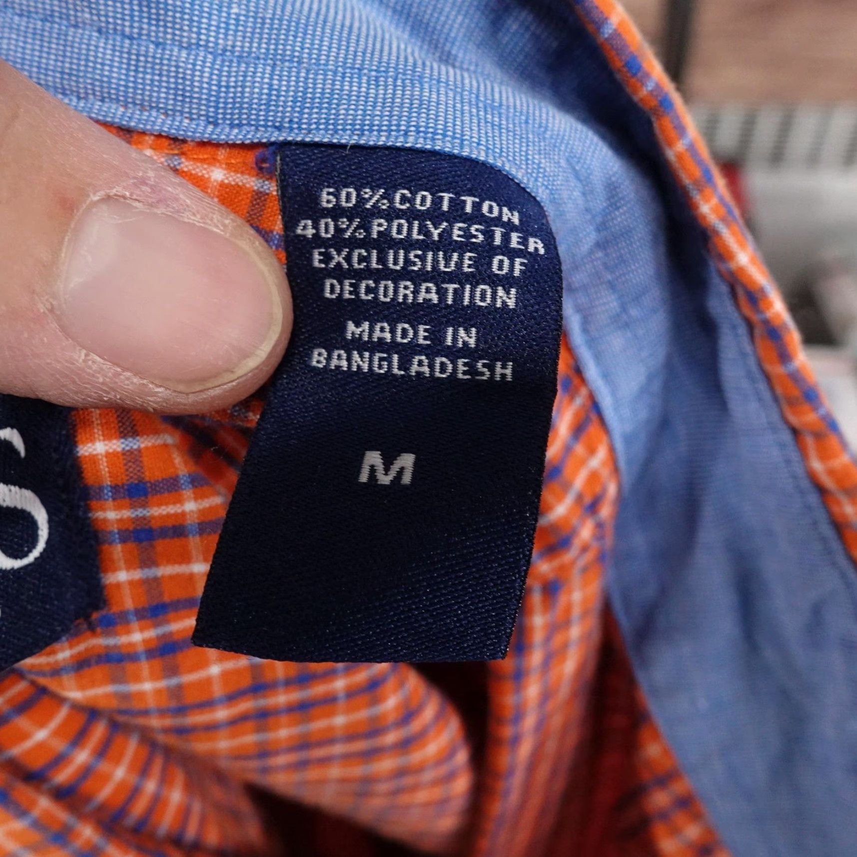 Chaps Chaps Shirt Mens M Orange Blue Plaid Button-Down Long Sleeve Easy Care Size US M / EU 48-50 / 2 - 7 Thumbnail