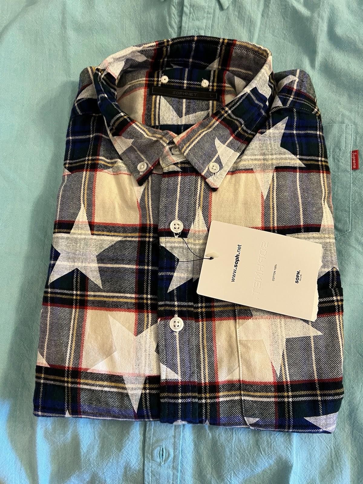 Sophnet. SOPHNET. Flannel Check Star Print Shirt White Navy Large Size US L / EU 52-54 / 3 - 5 Thumbnail