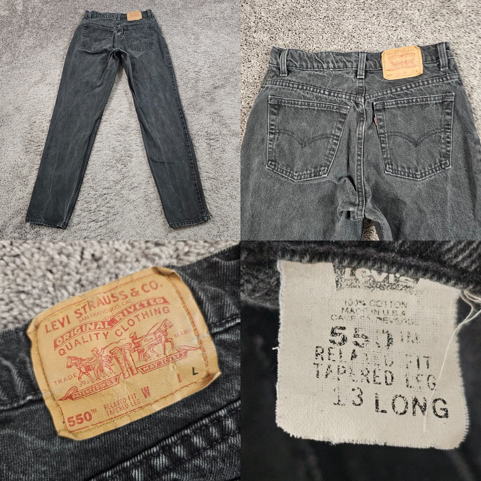 Levi's VINTAGE Levi's 550 Jeans Womens Relaxed Fit Tapered 90s Made in USA Black Denim 27x32 Size 34" / US 12 / IT 48 - 8 Thumbnail