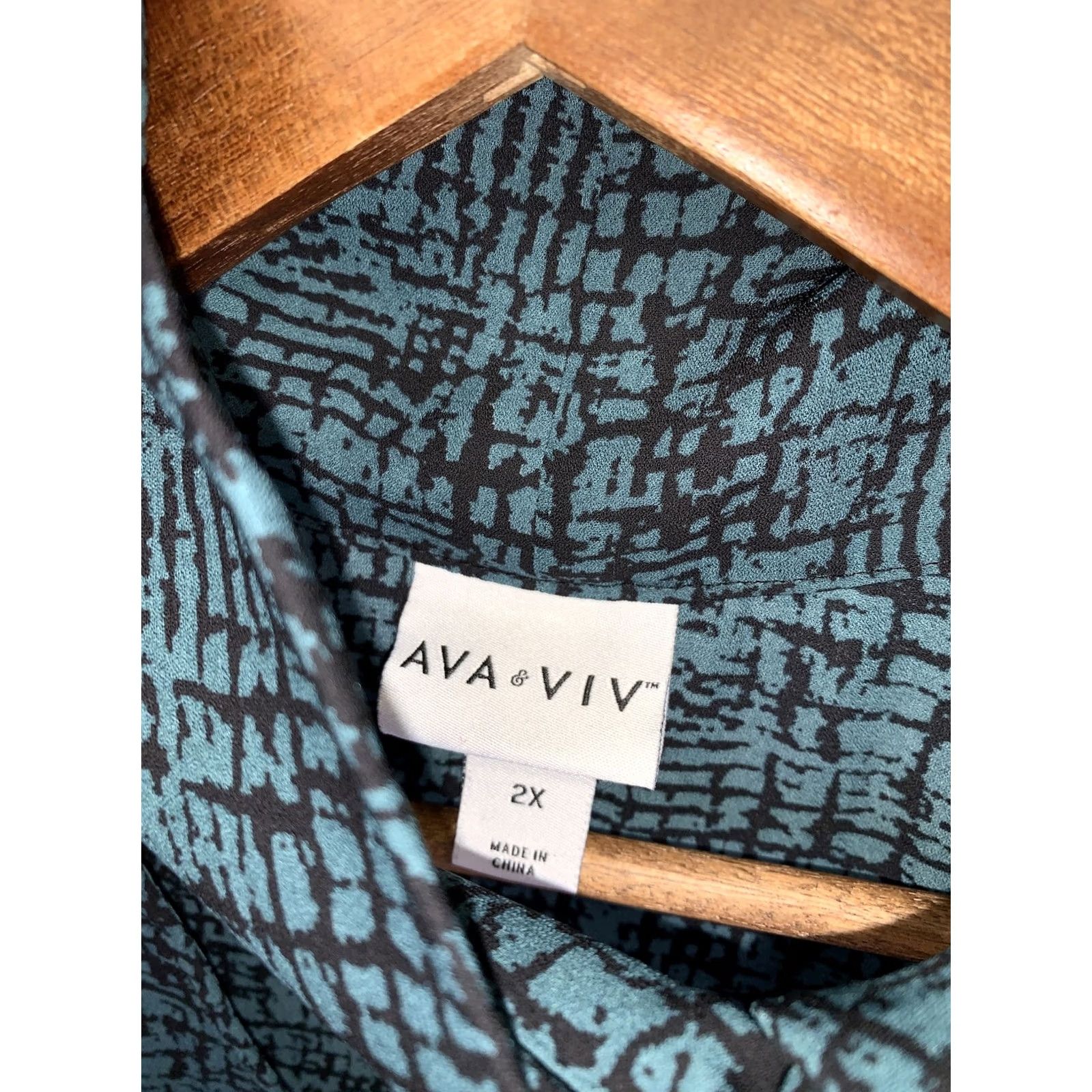 Vintage VINTAGE Ava & Viv Womens Tank Top Chiffon Tie Neck Plus Size 2X Black Blue Green N/A Size XXL / US 16-18 / IT 52-54 - 2 Thumbnail