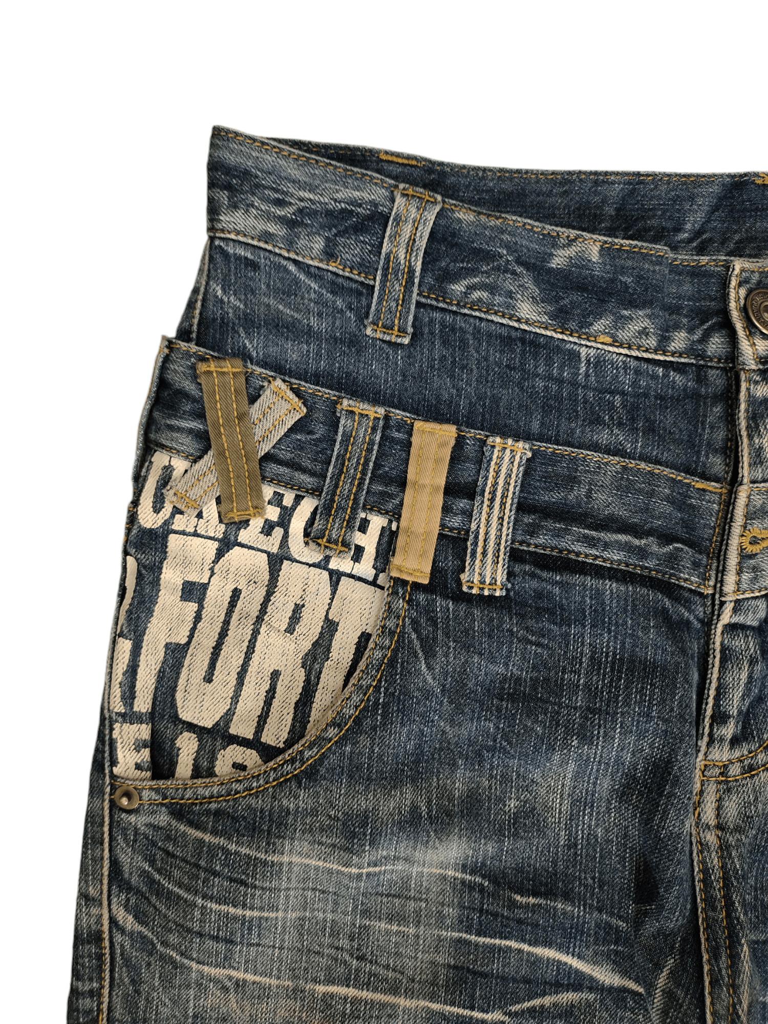 If Six Was Nine Vintage Y2k Back & Forth Clawmark Faded Double Waist Jeans Size US 31 - 3 Thumbnail