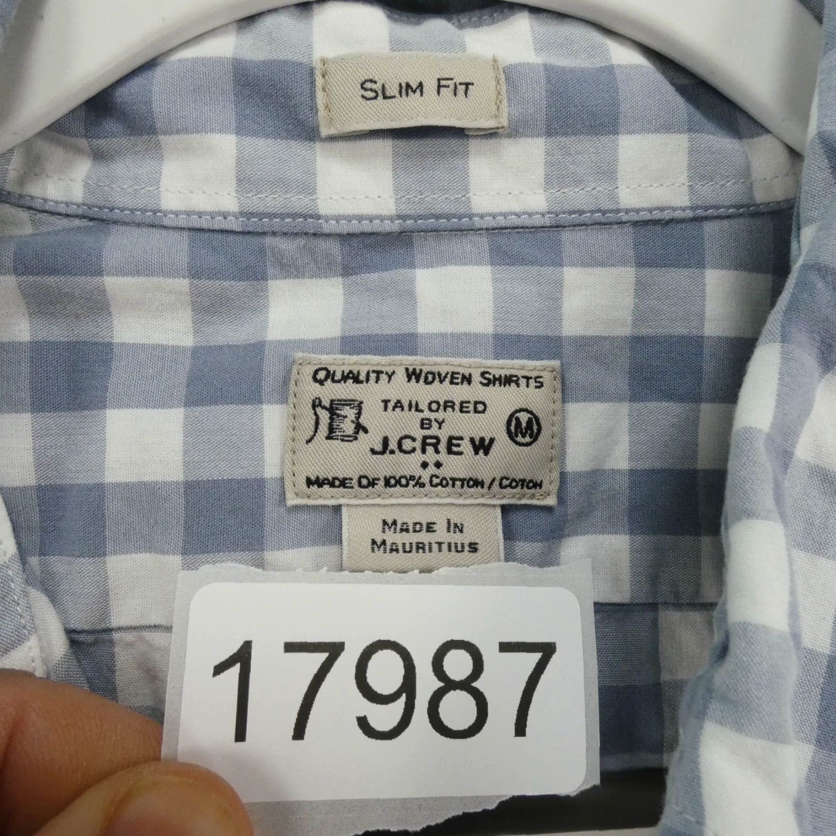 J.Crew J.CREW Shirt Men Medium Slim Fit Long Sleeve Button-Up Blue White Check Size US M / EU 48-50 / 2 - 7 Thumbnail