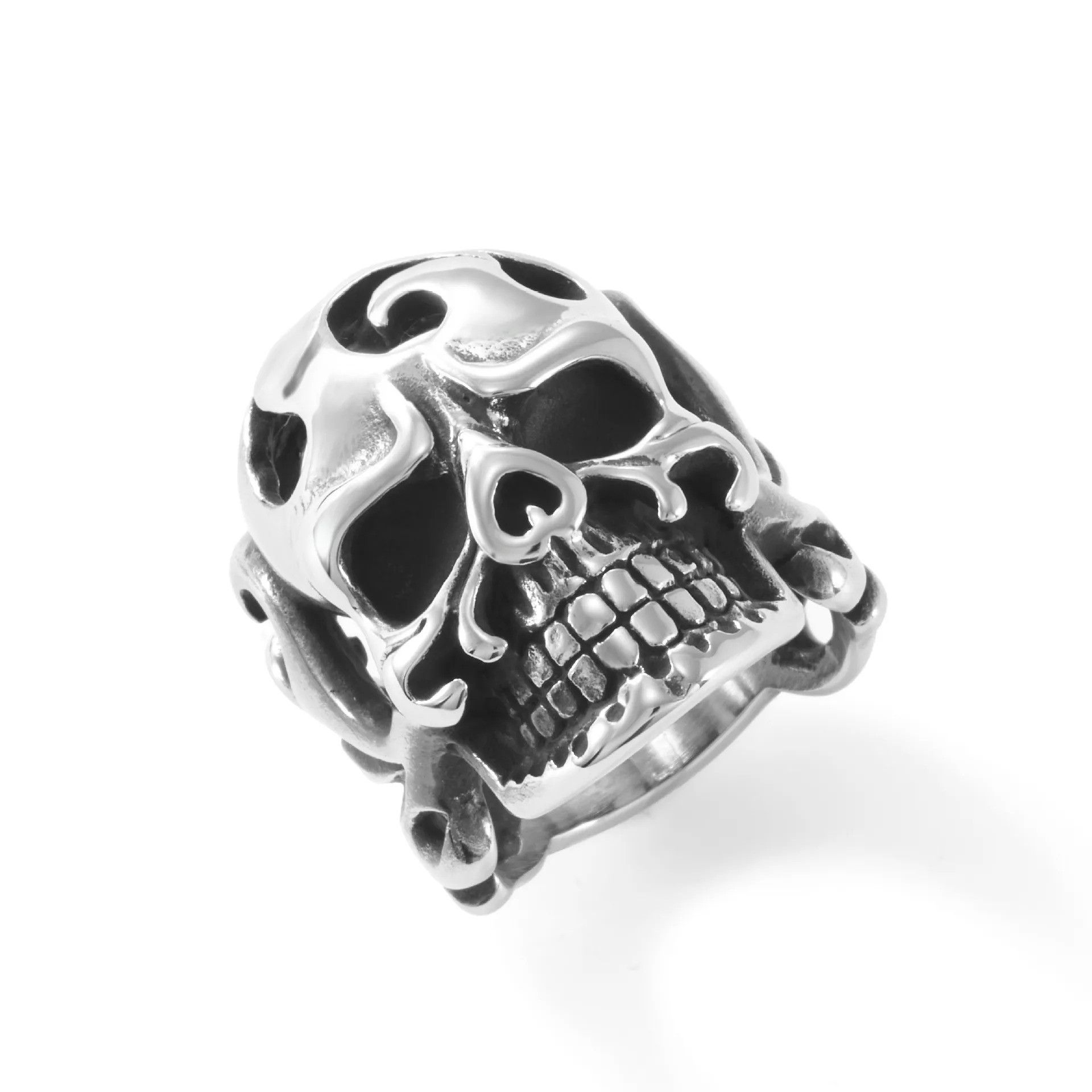 Jewelry Retro Skull Head Stainless Steel Ring Size ONE SIZE - 2 Thumbnail