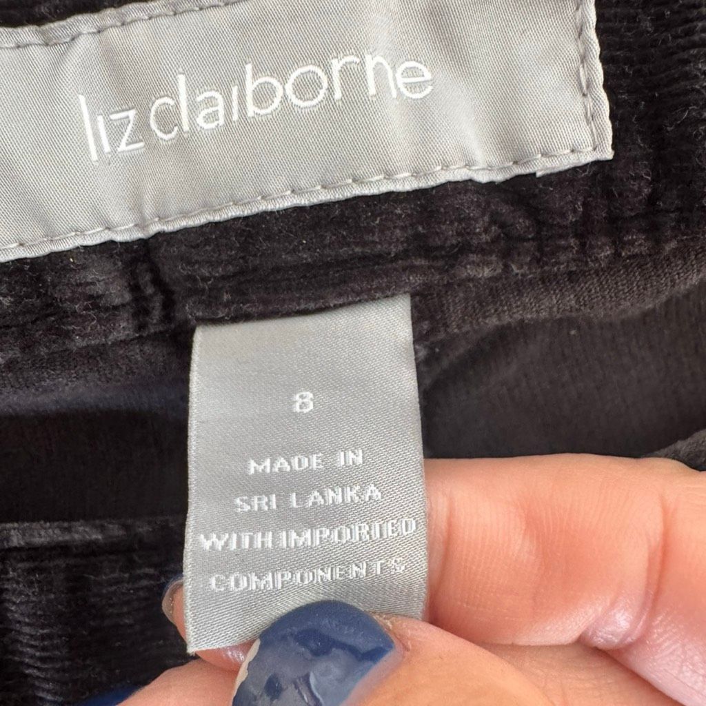Liz Claiborne Liz Claiborne Sloane Black Corduroy Pants – Size 8 Size 30" / US 8 / IT 44 - 4 Thumbnail