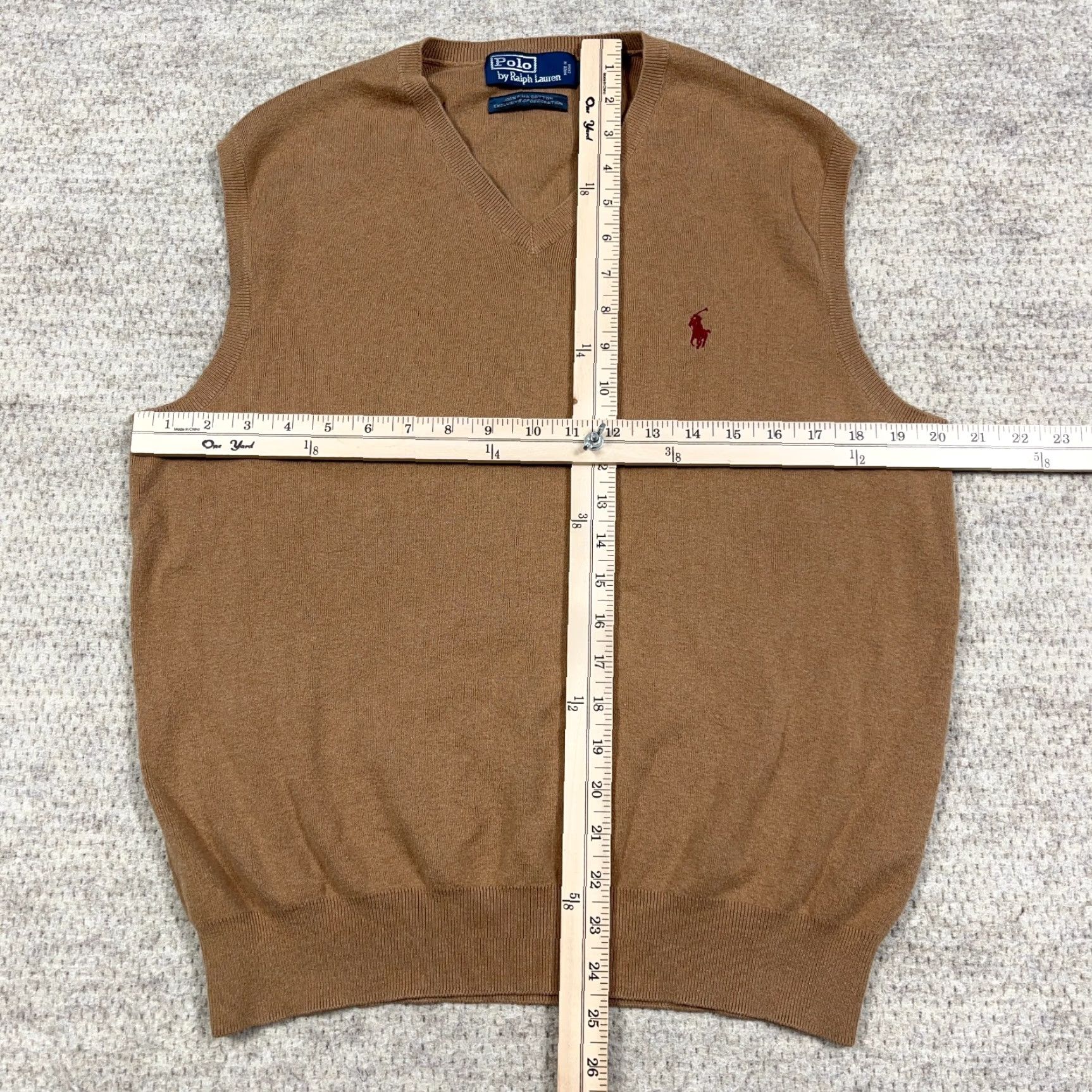 Polo Ralph Lauren VINTAGE Polo Ralph Lauren Sweater Vest Men L Brown Pima Cotton Soft Thin Red Pony Size US L / EU 52-54 / 3 - 6 Thumbnail