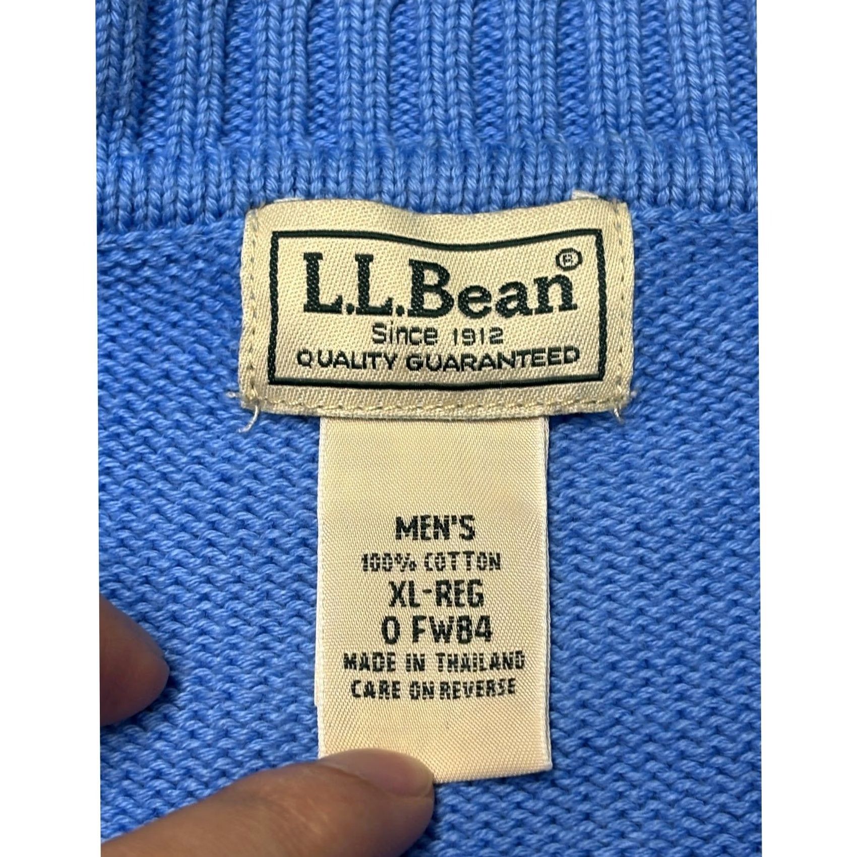 Vintage L.L. Bean Sweater Mens XL Blue Cotton Shaker Knit Crewneck Pullover Size US XL / EU 56 / 4 - 2 Thumbnail
