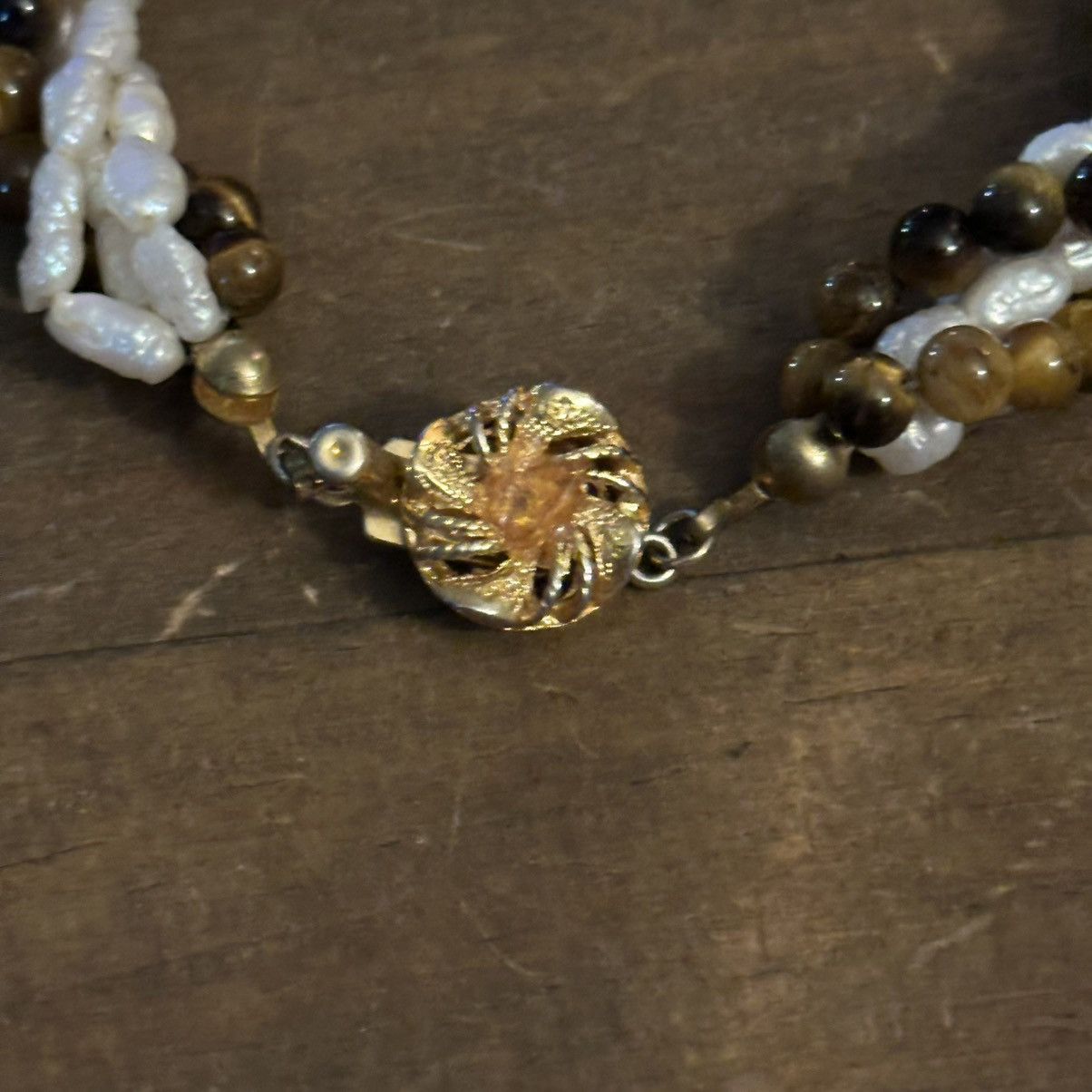 Vintage Vintage freshwater pearl & tigers eye twisted bracelet Size ONE SIZE - 6 Thumbnail