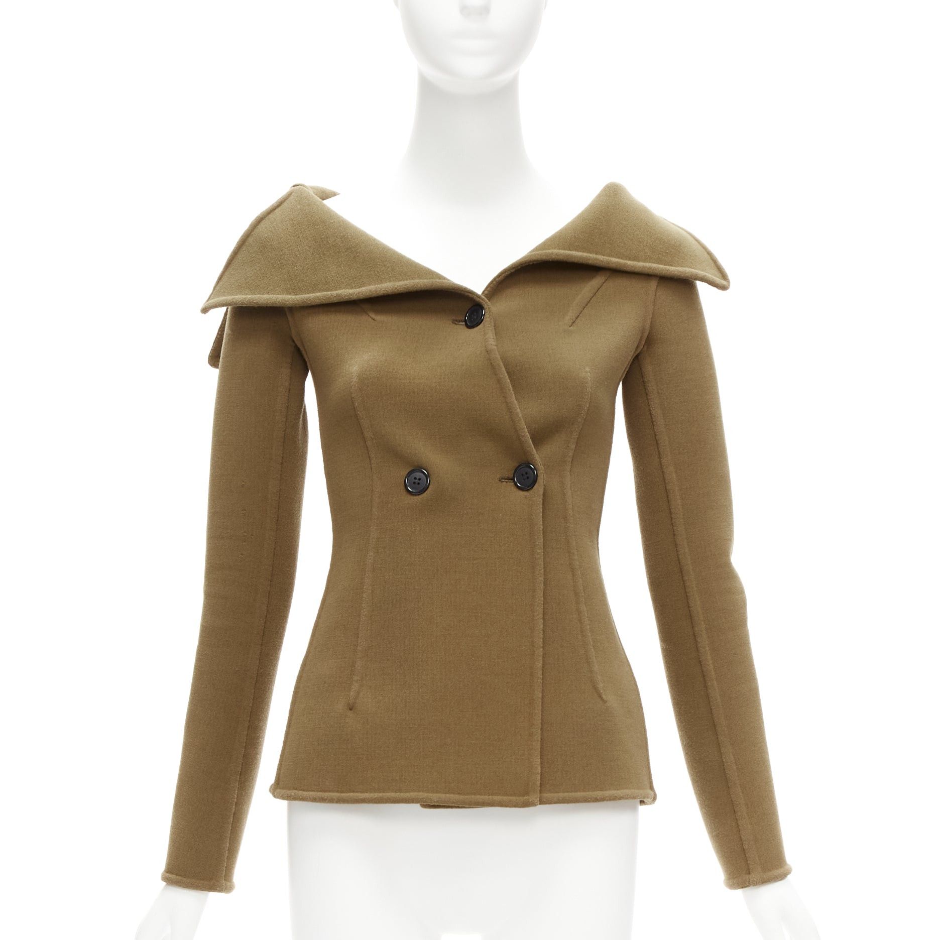 Celine OLD CELINE Phoebe Philo 2014 Runway brown virgin wool foldover collar jacket FR34 XS Size XS / US 0-2 / IT 36-38 - 1 Thumbnail