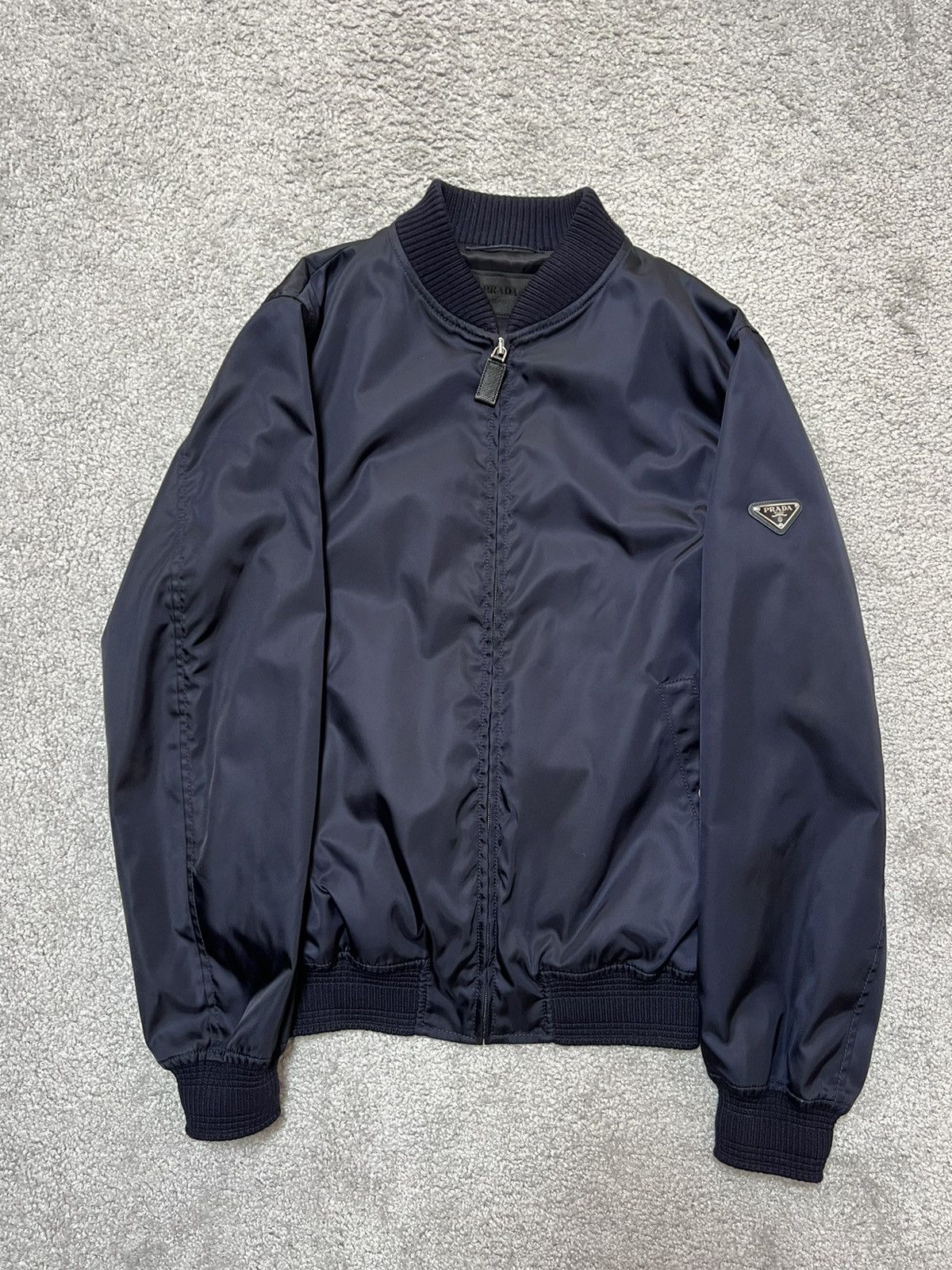 Prada Prada Triangle Logo Blue Nylon Bomber Size M Size US M / EU 48-50 / 2 - 2 Thumbnail