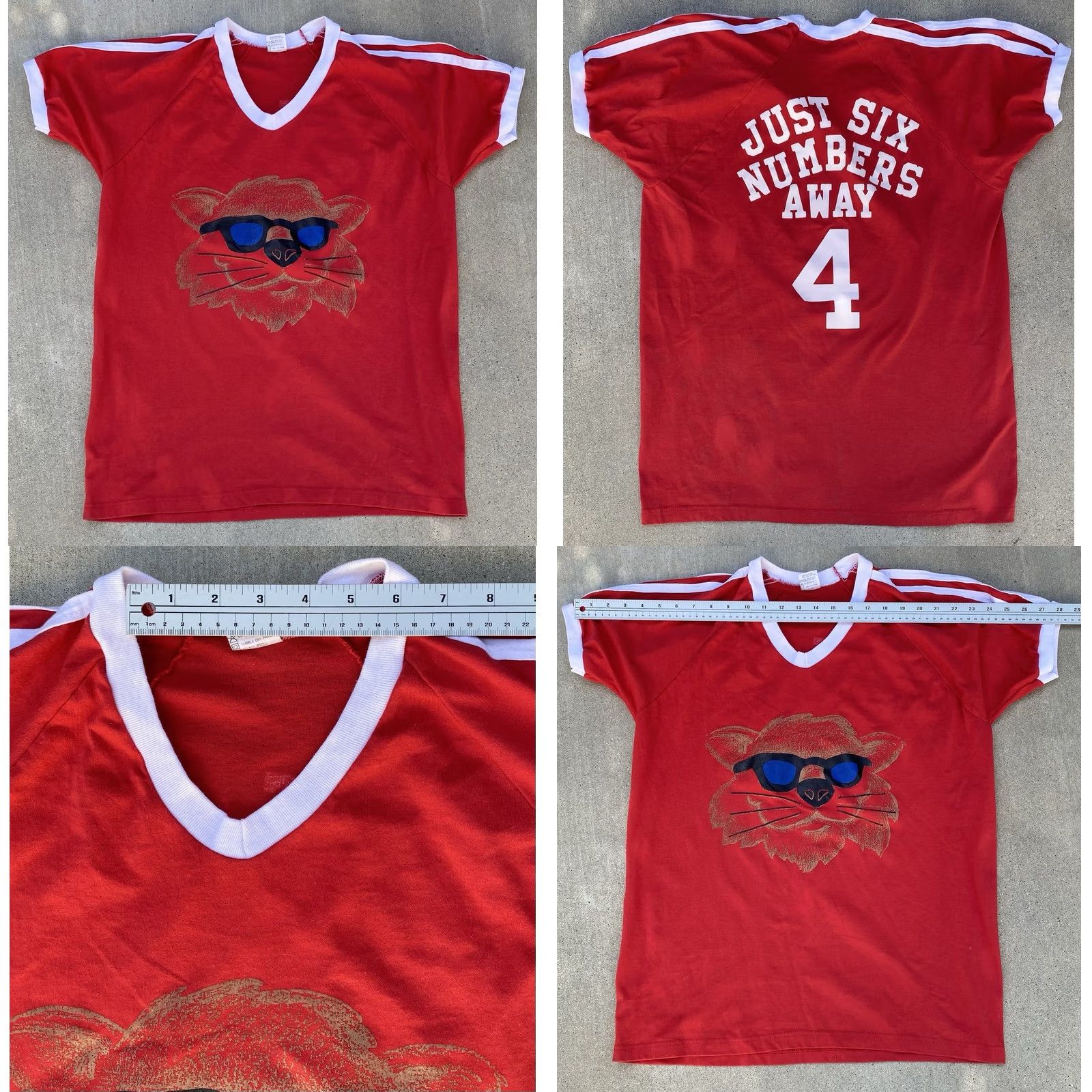 Augusta Sportswear VINTAGE Augusta Sportswear Cat Sunglasses Ringer Tee Red V Neck Stripe Graphic Shirt USA XL Men T-Shirt XS? Size US XL / EU 56 / 4 - 10 Thumbnail
