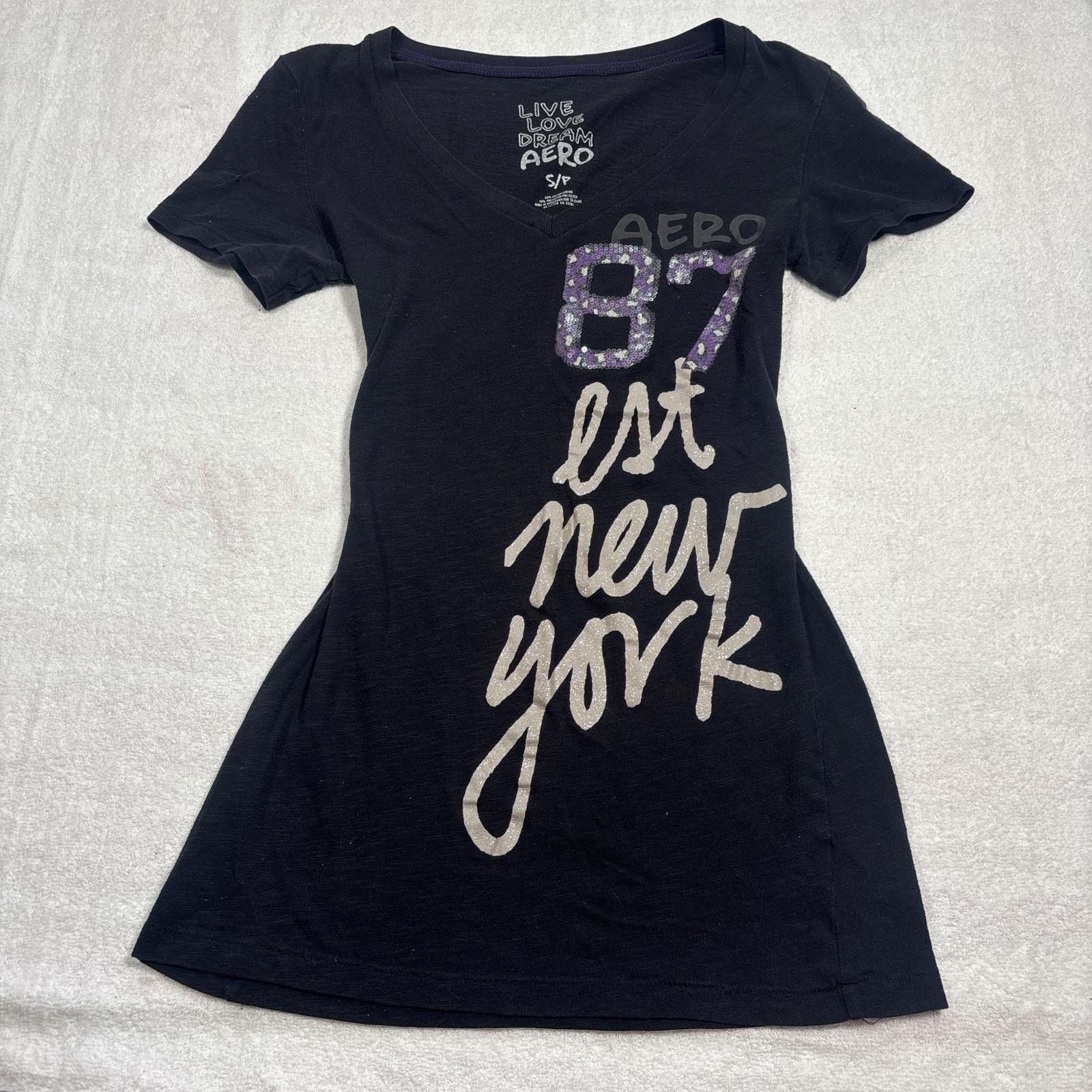 Aeropostale y2k aeropostale purple sequin t-shirt Size S / US 4 / IT 40 - 1 Thumbnail