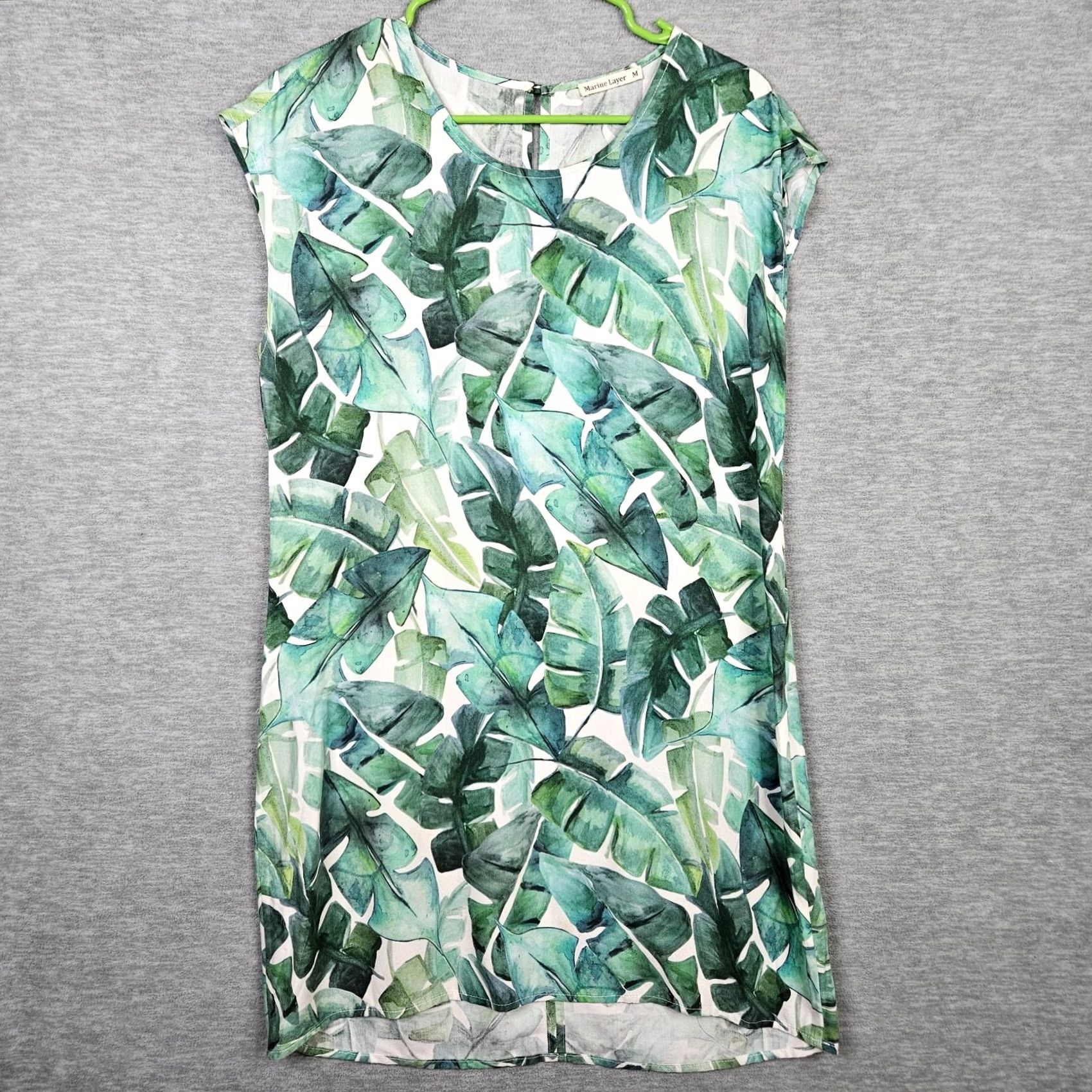Marine Layer Marine Layer Women's Green Leaf Printed Cap Sleeve Mini Dress M Casual Short Sleeve Pockets Colorful 90s? (adjust as appropriate) Size M / US 6-8 / IT 42-44 - 2 Thumbnail