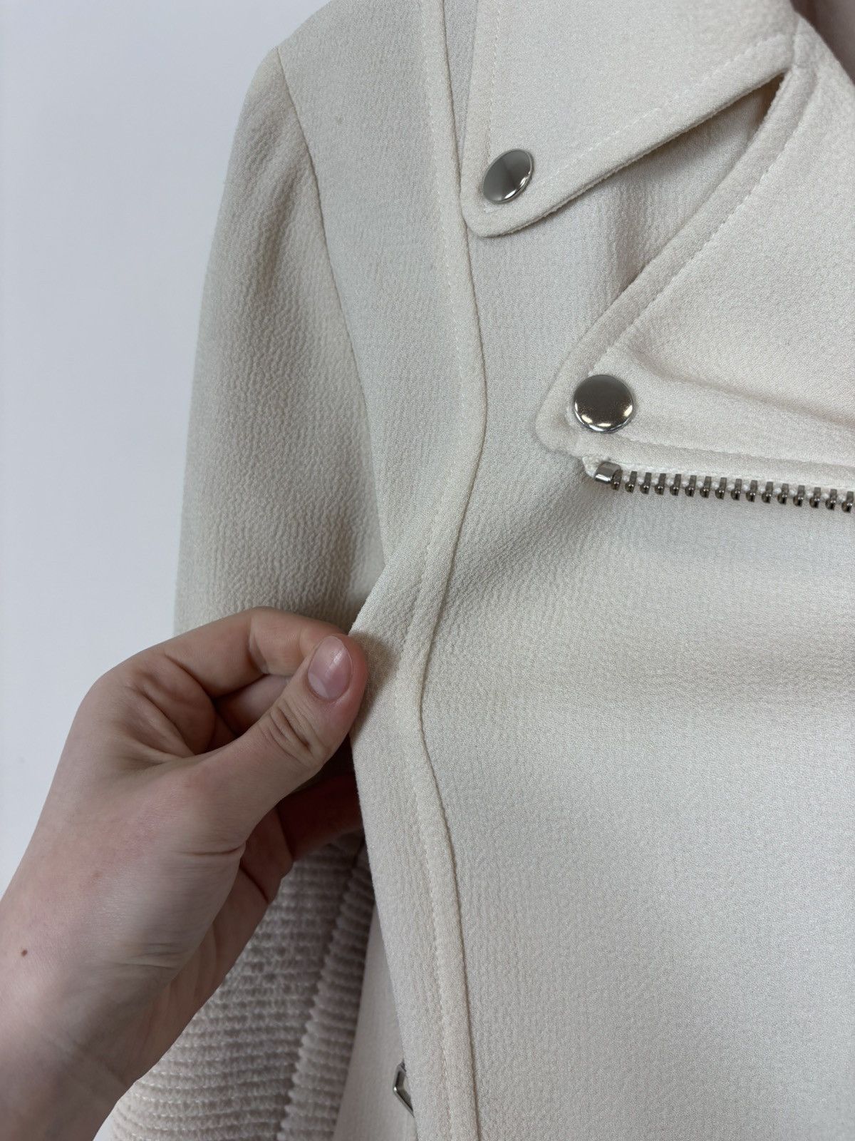 Aritzia Wilfred Aritzia Montesson Women’s Beige Ivory Moto Jacket Size S / US 4 / IT 40 - 18 Thumbnail