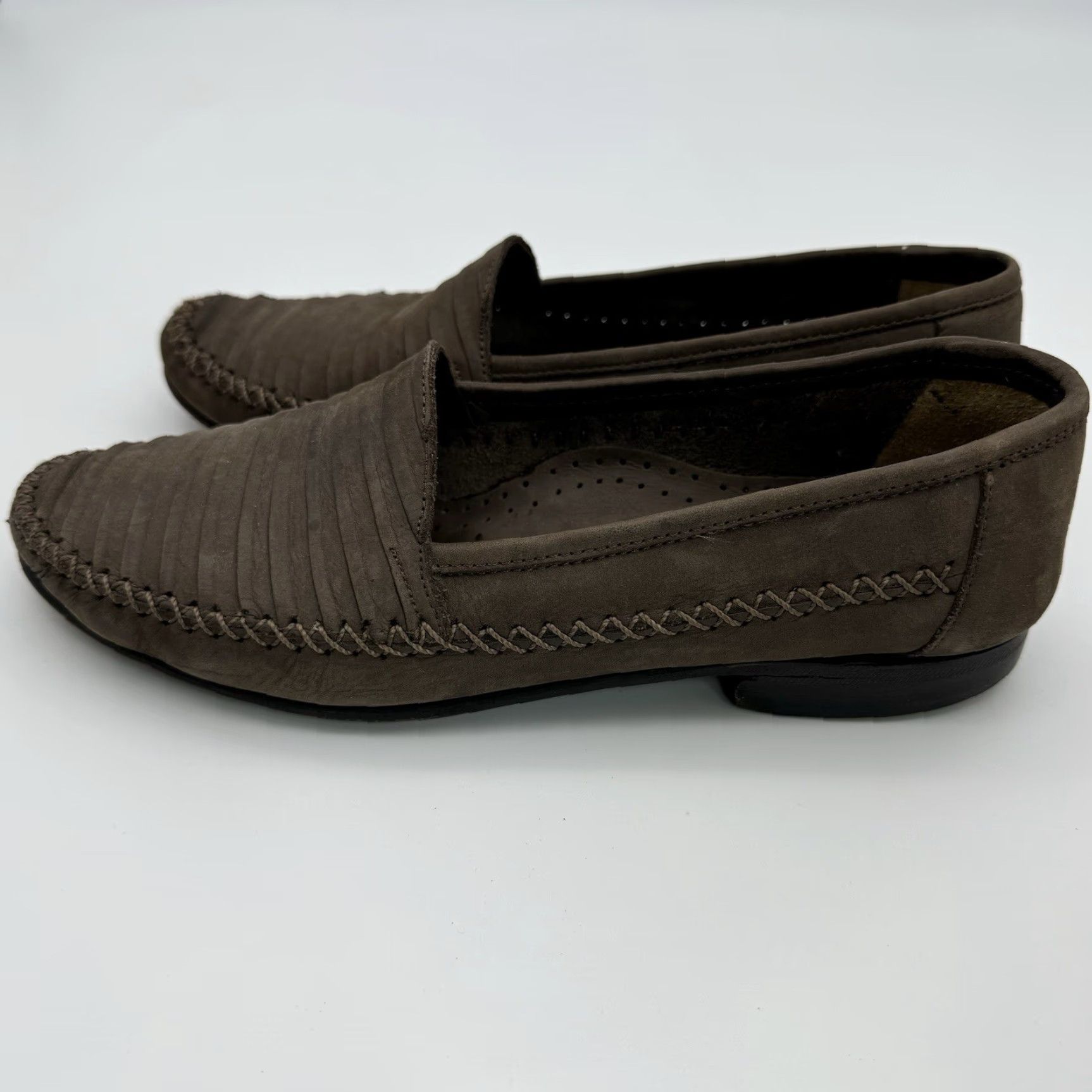 Vintage VTG Giorgio Brutini Layered Leather Loafers Dress Slip-On Brown 8D Men’s Shoes 90s MIAMI Brazil Box Included Size US 8 / EU 41 - 6 Thumbnail