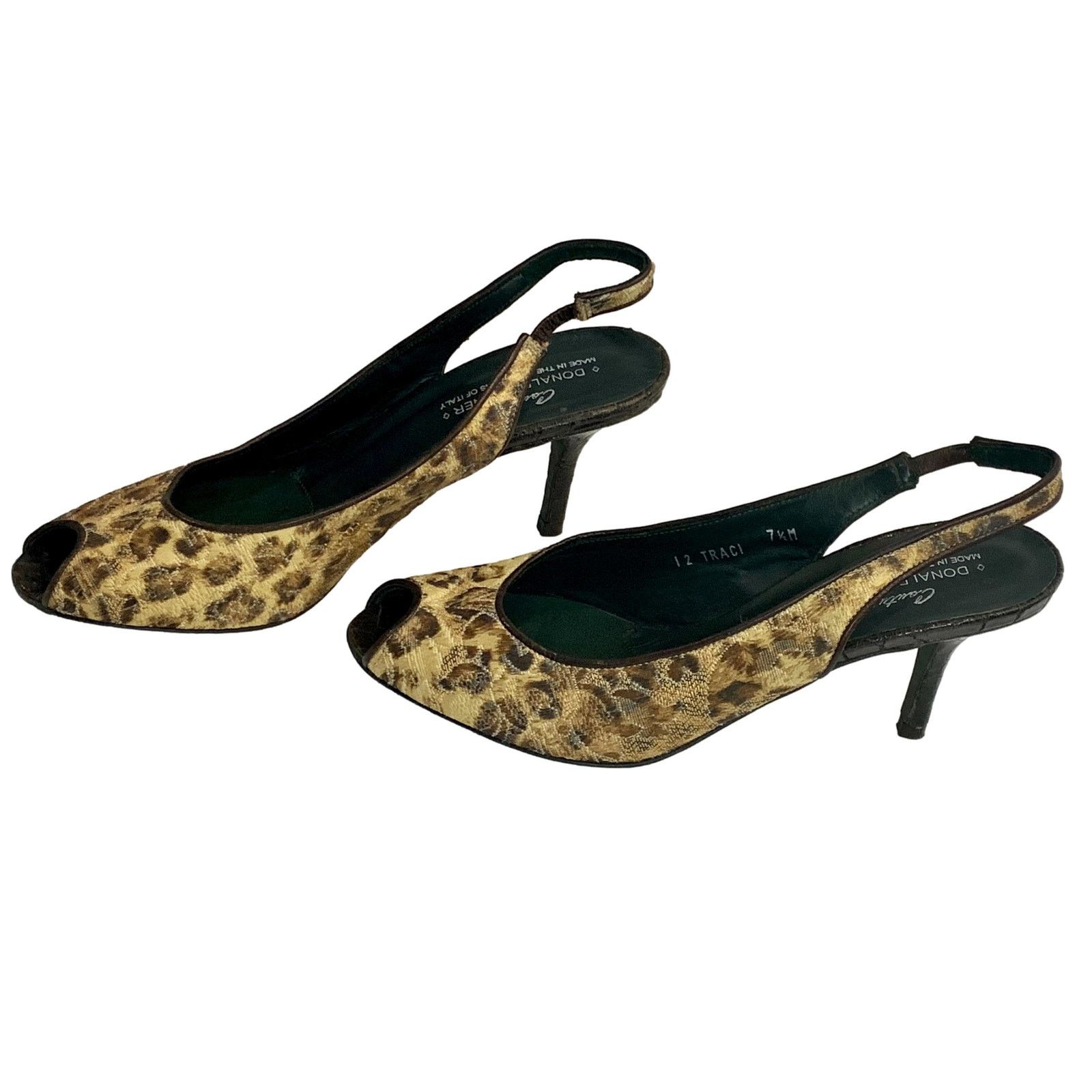 Donald Pliner × Vintage 90s Donald Pliner Leopard Print Slingback Heels Peep Toe 7.5 Size US 7.5 / IT 37.5 - 4 Thumbnail