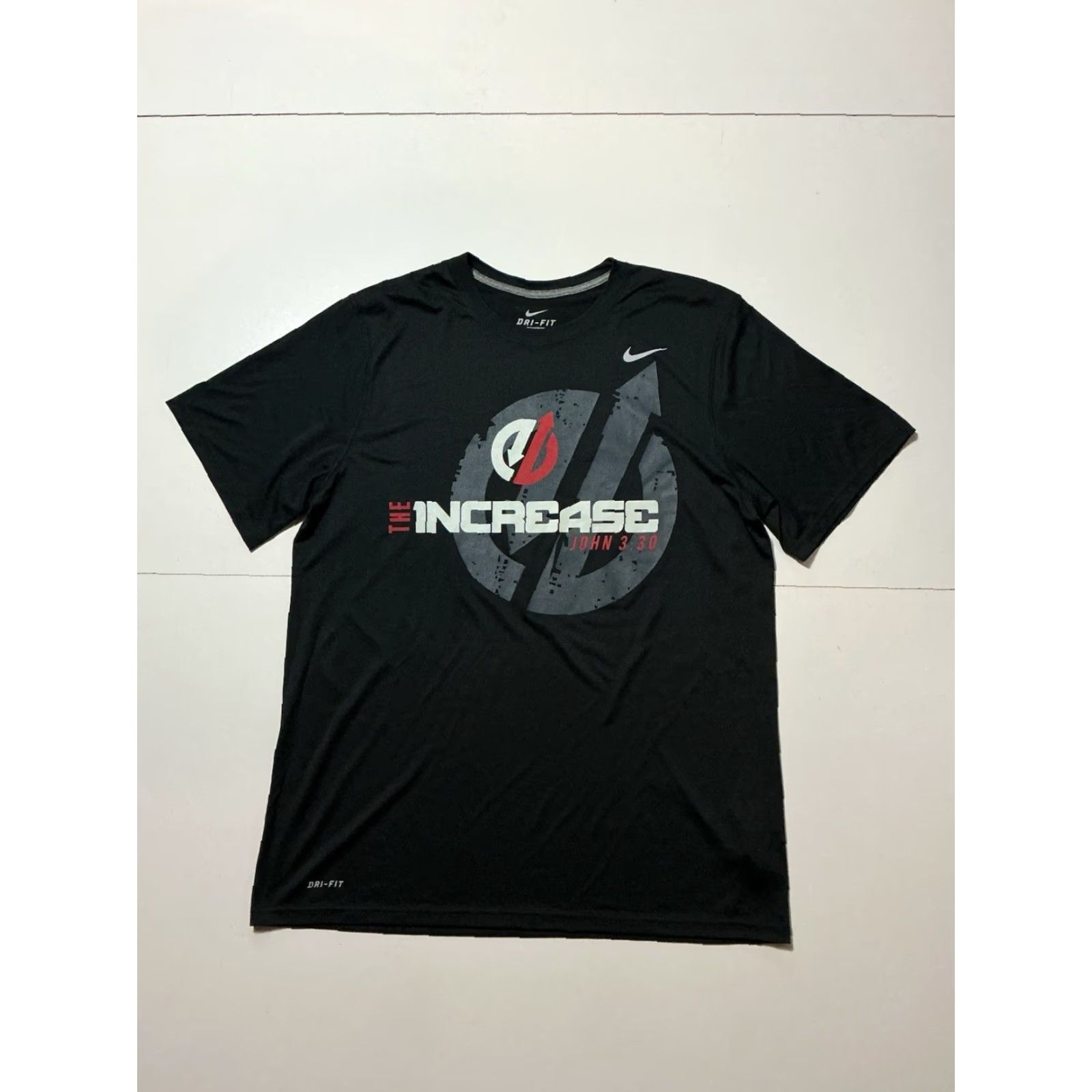 Nike VINTAGE Nike Dri Fit The Increase John 3:30 Training Gym Workout S/S Graphic T-Shirt XL Black Mens Size US XL / EU 56 / 4 - 2 Thumbnail