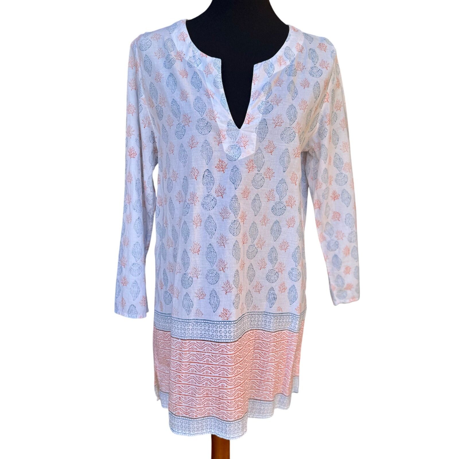 Resort Corps Pomegranate Resort Swimsuit Cover-Up – Coral & Blue, Size M Size M / US 6-8 / IT 42-44 - 2 Thumbnail