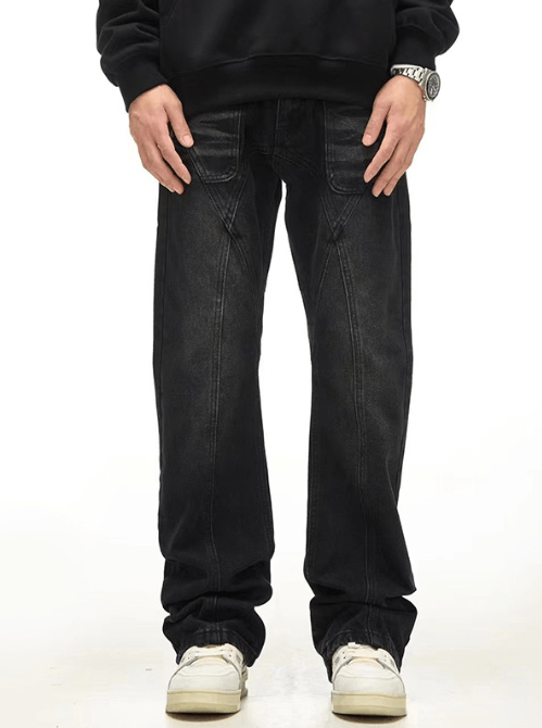 Japanese Brand × Jean Retro street patchwork pockets straight loose jeans y2k Size US 32 / EU 48 - 1 Thumbnail