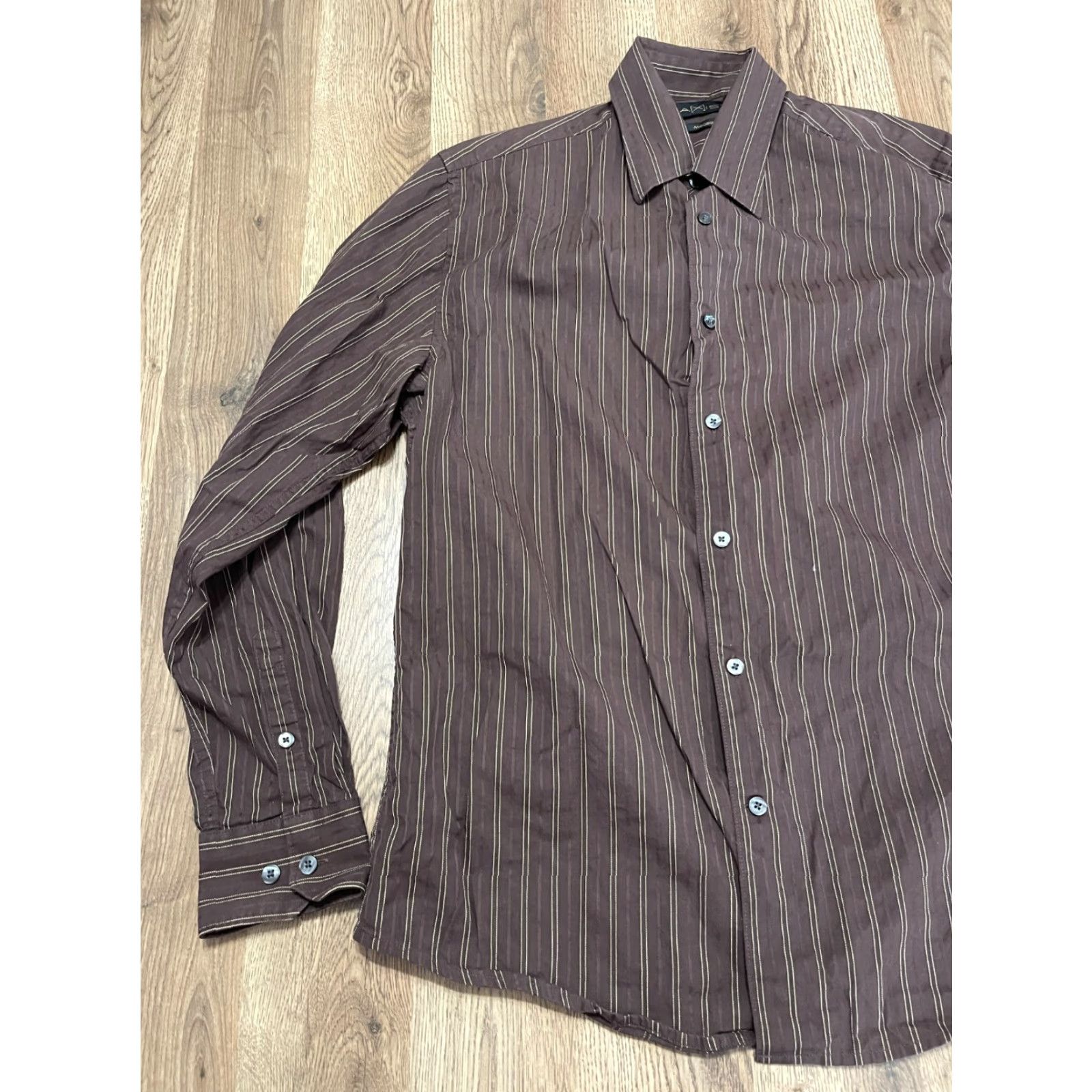 Vintage Axist Shirt Men's M Brown Modern Fit Button Up Long Sleeve Collared Regular Fall Spring Summer Casual Shirt Size US M / EU 48-50 / 2 - 3 Thumbnail
