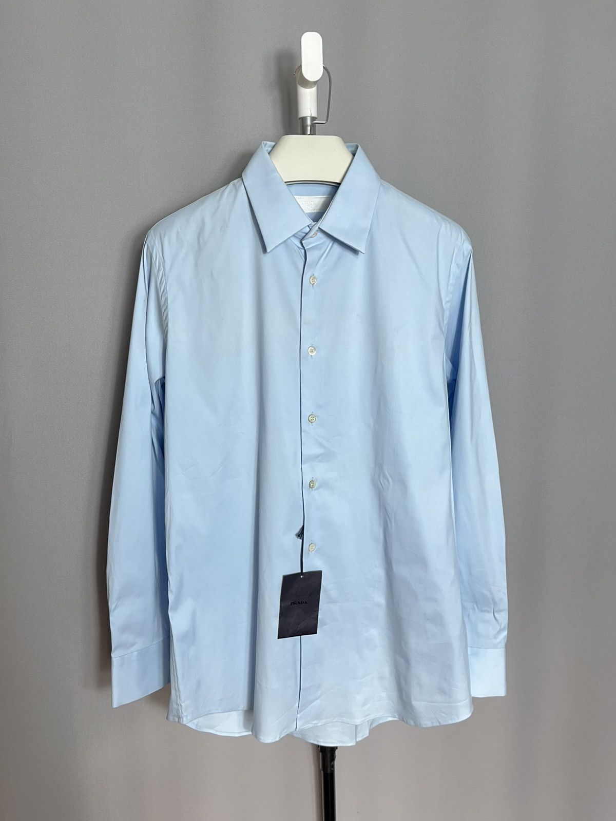 Prada NEW PRADA Stretch Cotton Shirt Blue Mens Long Sleeve Size US L / EU 52-54 / 3 - 2 Thumbnail