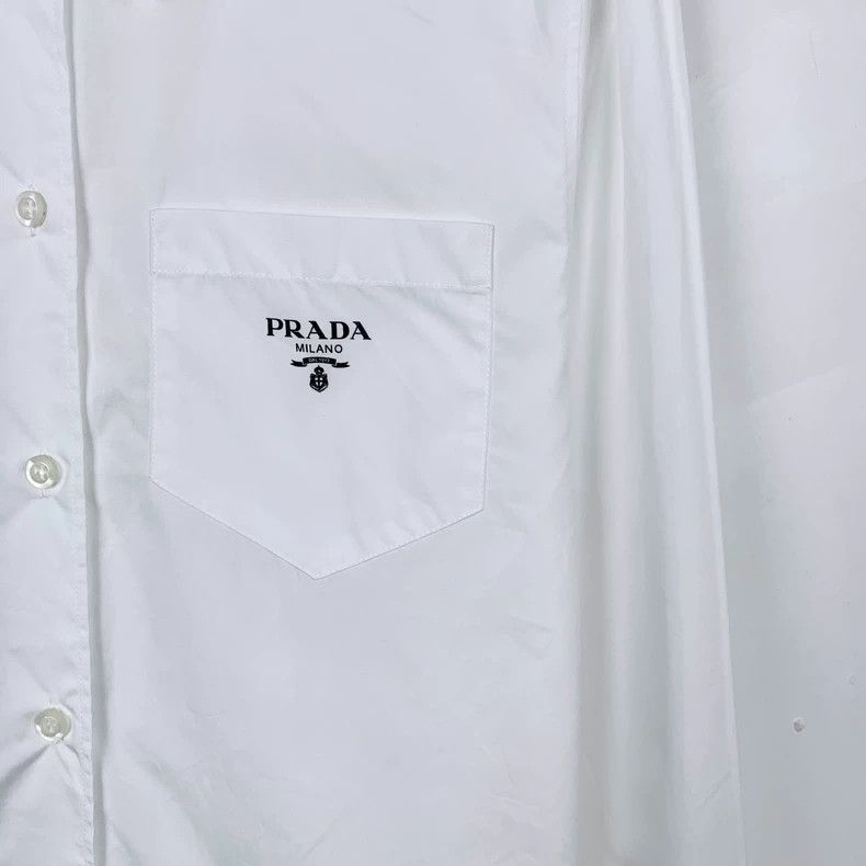 Prada Prada White logo letter print lapel single-breasted cotton Size US XXS / EU 40 - 4 Thumbnail