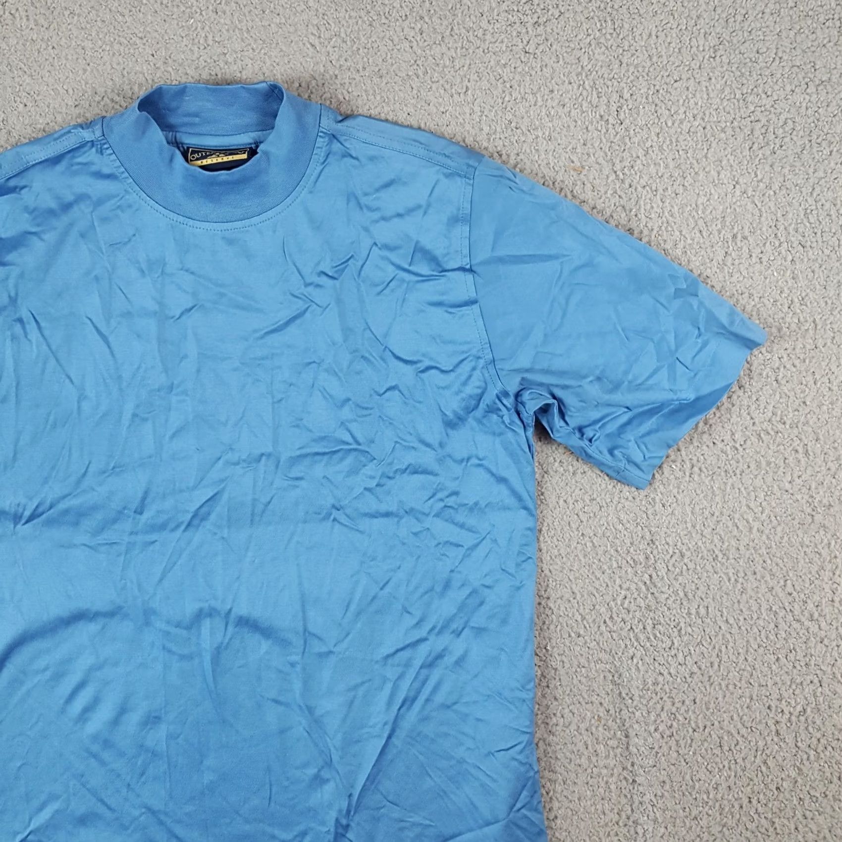 Vintage VINTAGE Outer Banks T-Shirt Shorts Sleeve Mock Turtle Neck Men S Blue Cotton Embroidered Logo 90s 00s Preppy Vintage Mens Shirt S Size 36R - 2 Thumbnail
