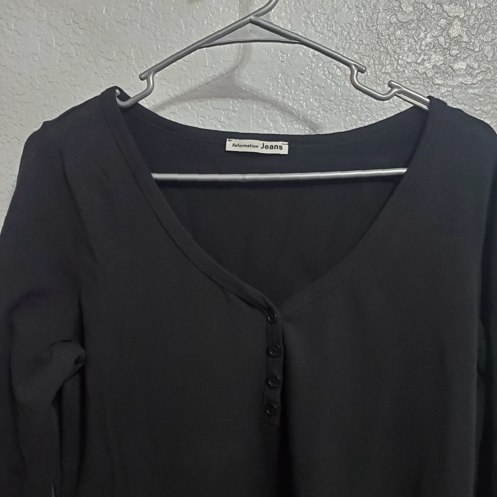 Reformation Reformation Jeans Dress Women XL Black Long Sleeve Organic Cotton Stretch Casual Size XL / US 12-14 / IT 48-50 - 4 Thumbnail