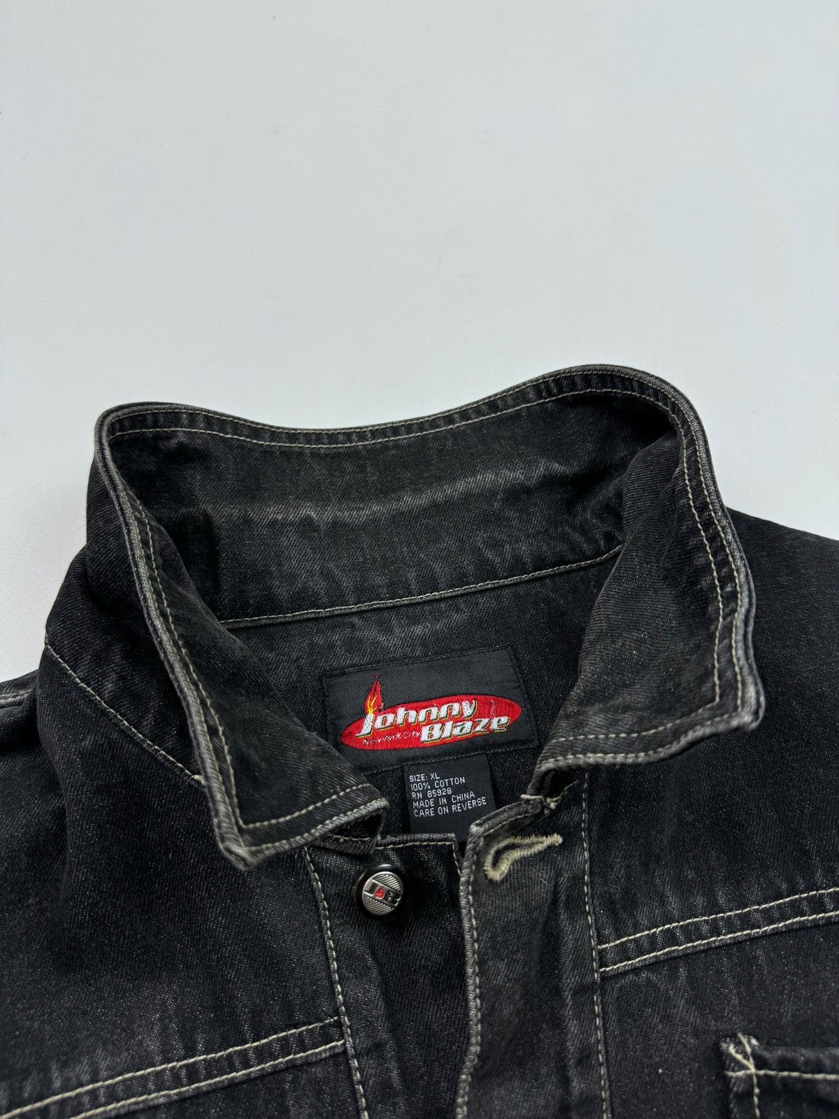 Vintage 1990’s Vintage Johnny Blaze Hip-Hop Washed Denim Jacket Size US XL / EU 56 / 4 - 10 Thumbnail