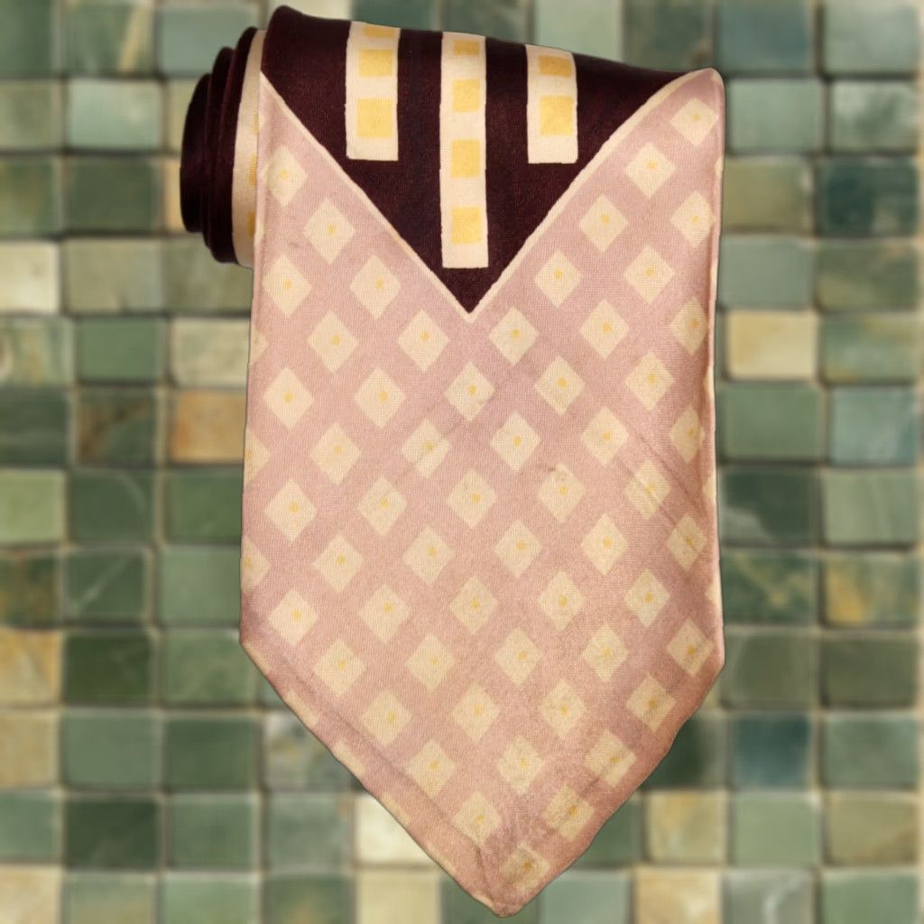 Vintage VINTAGE Washington Necktie 1950s Geometric Purple Yellow 50s Tie Mens Size ONE SIZE - 1 Thumbnail