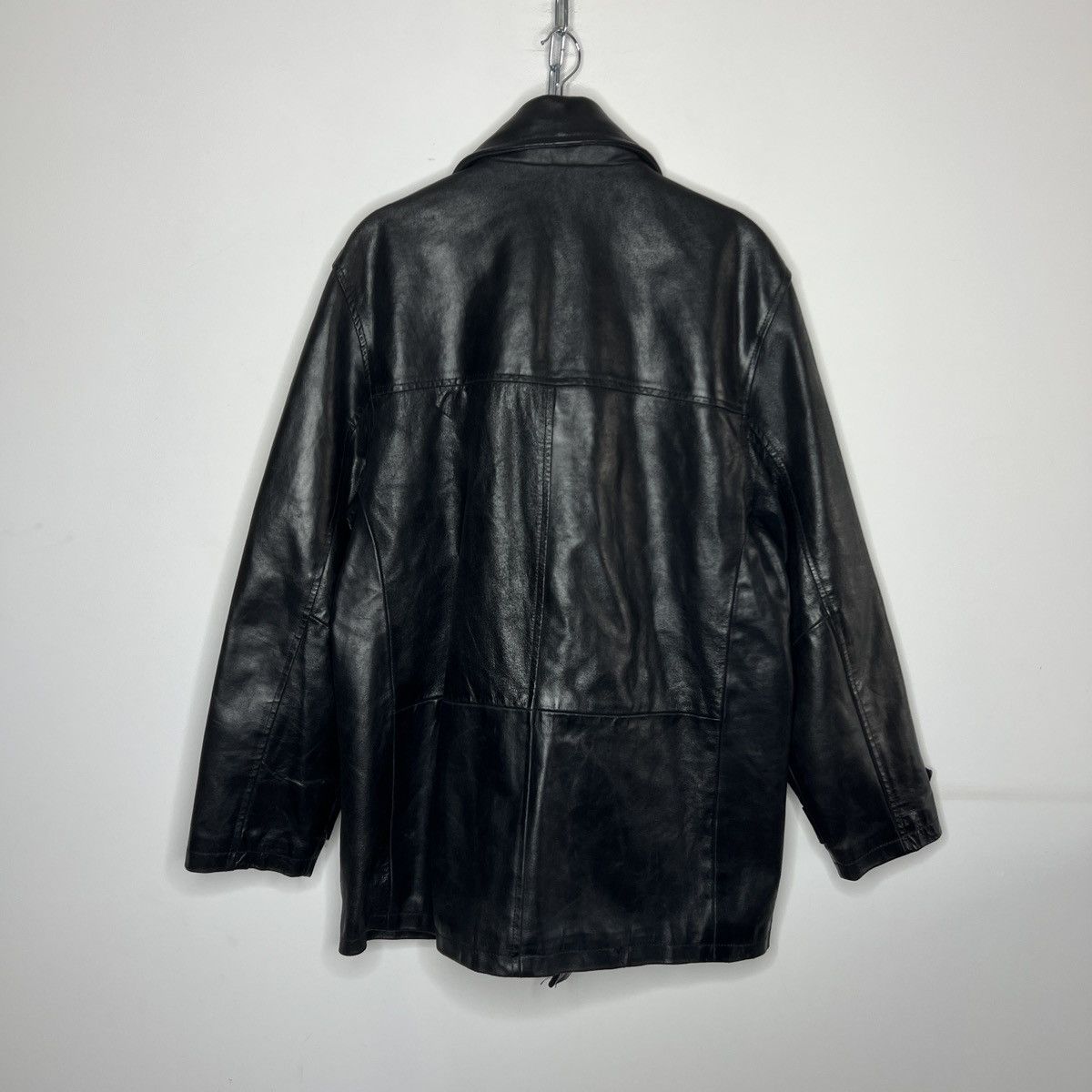 Vintage Vintage Heavy Genuine Leather Coat Double Breasted Black 90s Size US M / EU 48-50 / 2 - 7 Thumbnail